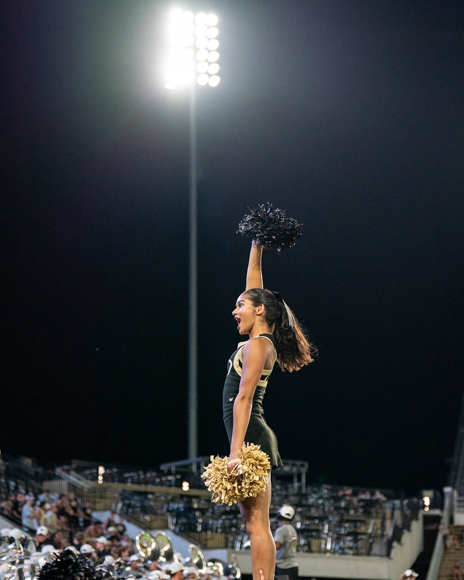 WEST LAFAYETTE, IN - SEPTEMBER 4, 2026: Purdue University Spirit Squad Cheerleading during the Purdue Boilermaker Football game vs the Indiana State Sycamores at Ross-Ade Stadium(Photo by Steve Bowen / Northern Indiana Sports Report)