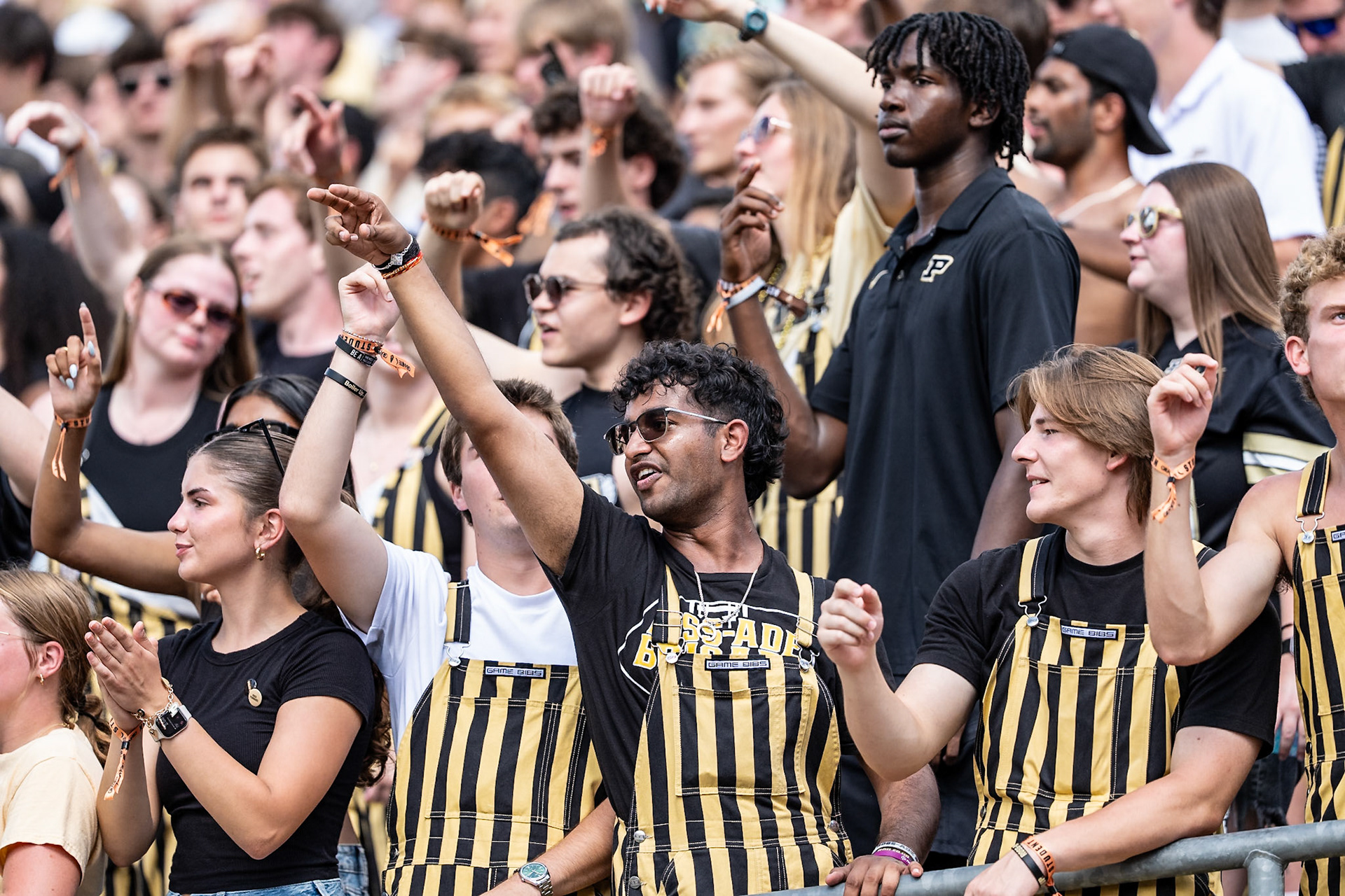 WEST LAFAYETTE, IN - SEPTEMBER 12, 2026: Purdue University Ross-Ade Brigade celebrates a Purdue first down during the Purdue Boilermakers football game vs the Wake Forest Demon Deacons at Ross-Ade Stadium(Photo by Steve Bowen / Northern Indiana Sports Report)