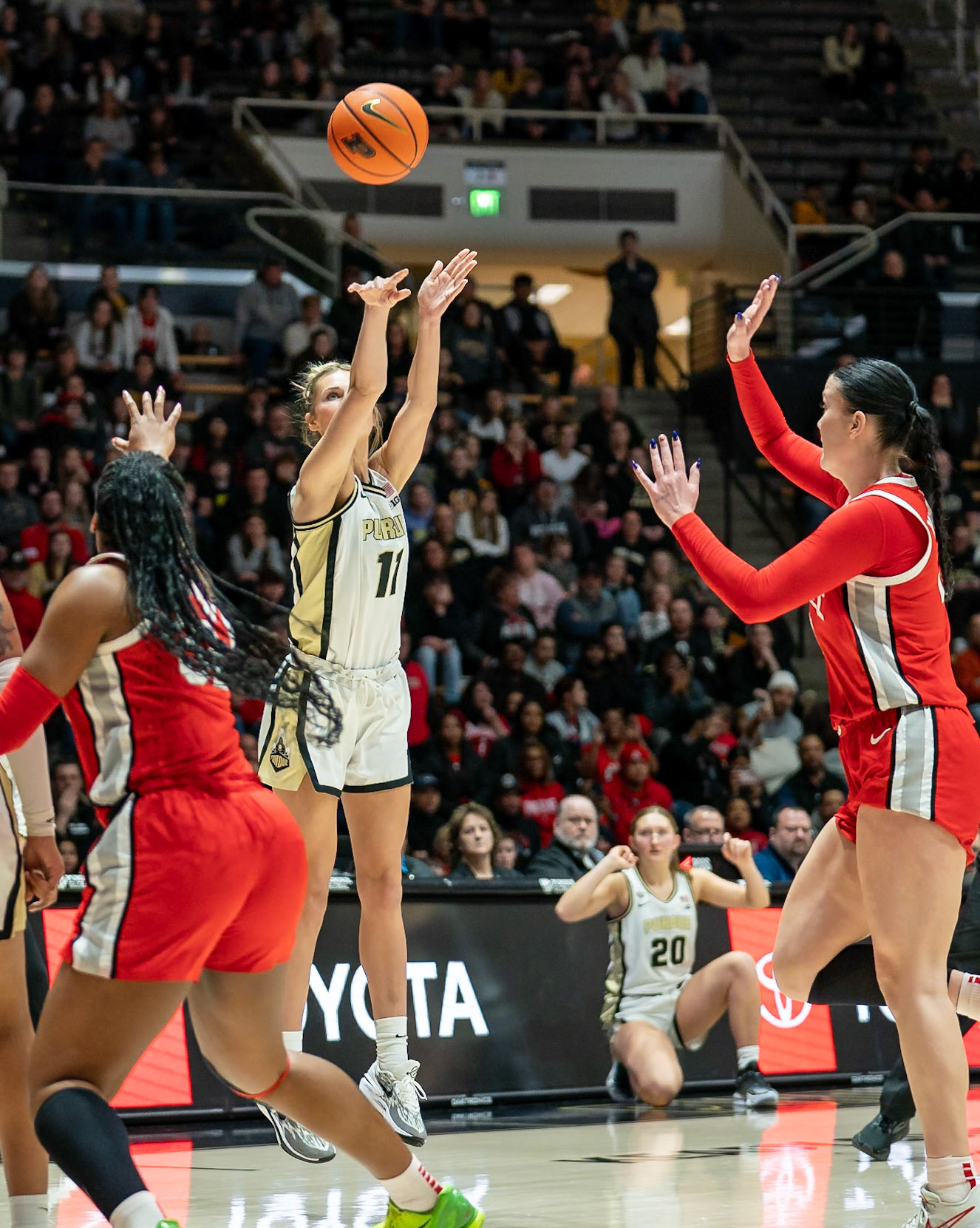 WEST LAFAYETTE, IN - JANUARY 28, 2024: Purdue Freshman Guard McKenna Layden (11) competing in Purdue Boilermaker Women's Basketball versus the Ohio State Buckeyes at Mackey Arena(Photo by Steve Bowen / Bowen Arrow Photography / Northern Indiana Sports Report)