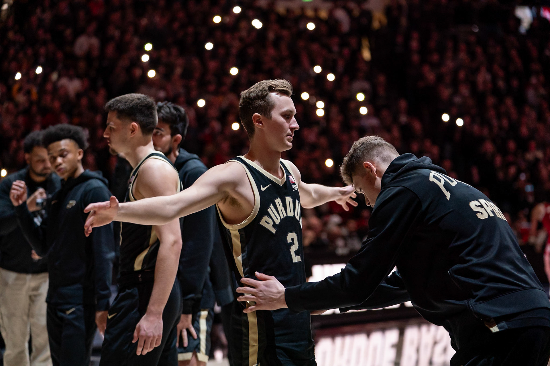 WEST LAFAYETTE, IN - FEBRUARY 10, 2024: Purdue Sophomore Guard Fletcher Loyer (2) in Purdue Boilermaker vs Indiana Hoosiers Basketball at Mackey Arena(Photo by Steve Bowen / Bowen Arrow Photography / Northern Indiana Sports Report)