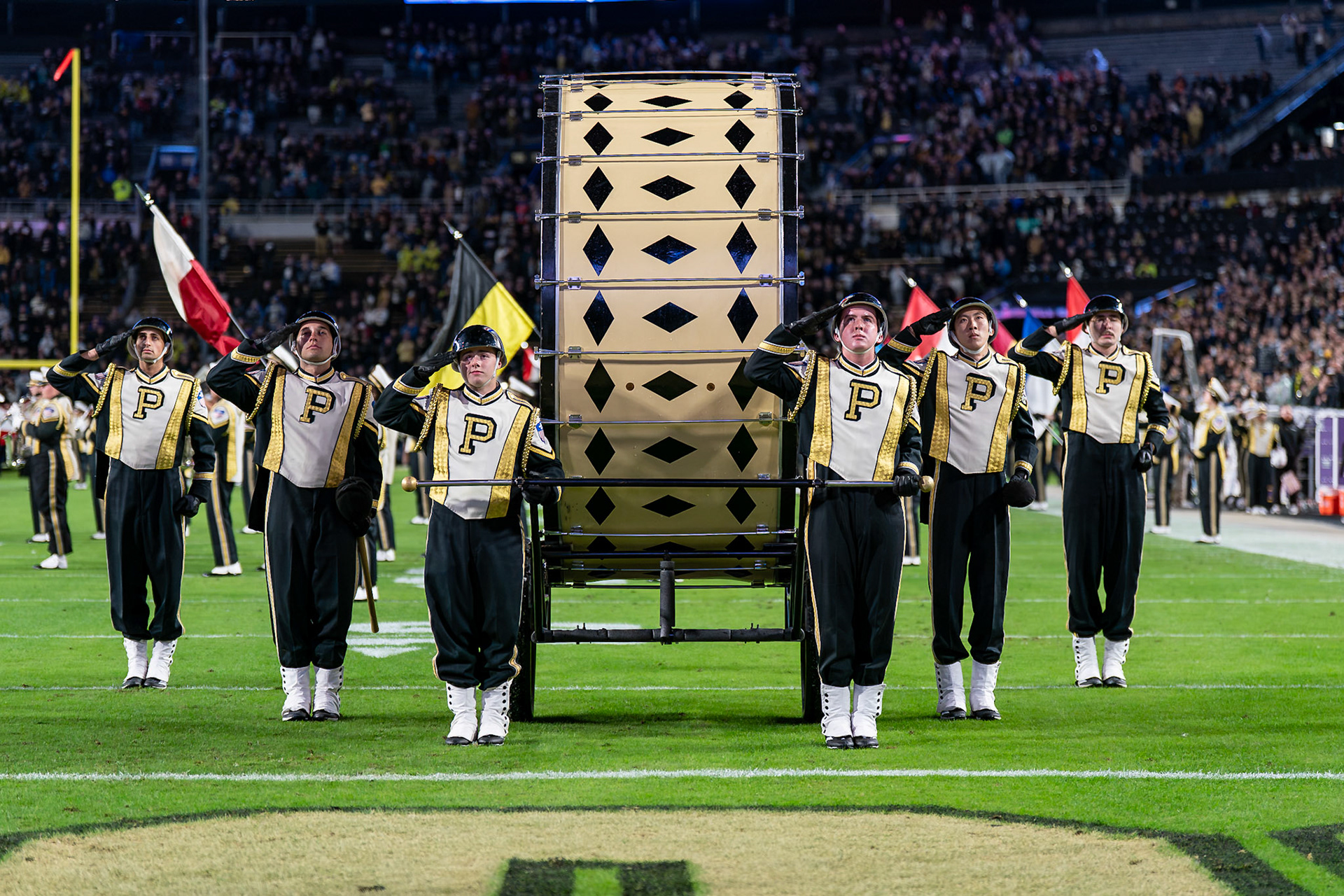 WEST LAFAYETTE, IN - OCTOBER 16, 2026: Purdue University “All-American” Marching Band during the Purdue Boilermakers vs Washington Huskies football game at Ross-Ade Stadium(Photo by Steve Bowen / Northern Indiana Sports Report)