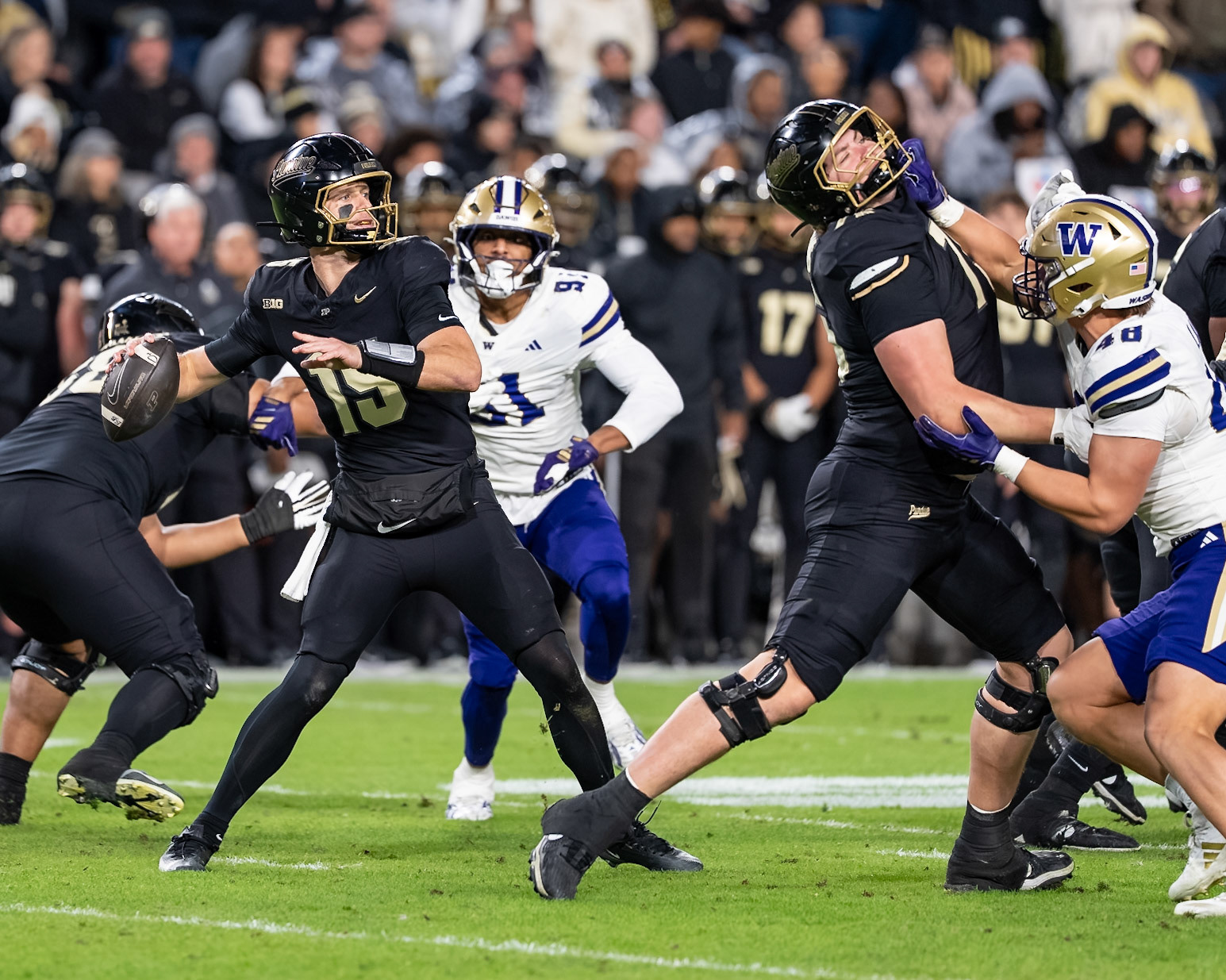 WEST LAFAYETTE, IN - OCTOBER 16, 2026: Purdue University Quarterback Ryan Browne (15) during the Purdue Boilermakers vs Washington Huskies football game at Ross-Ade Stadium(Photo by Steve Bowen / Northern Indiana Sports Report)