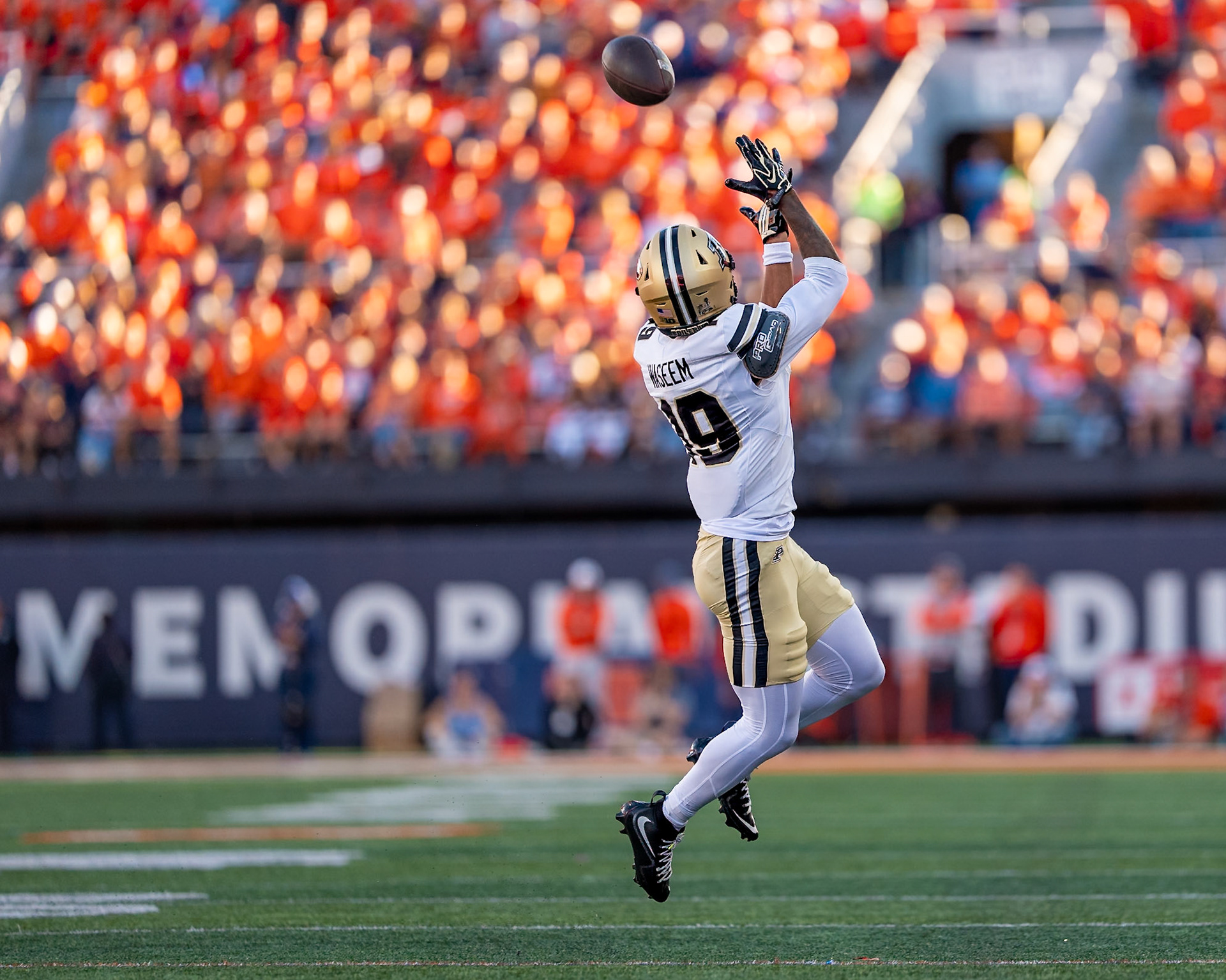 CHAMPAIGN, IL - OCTOBER 3, 2026: Purdue University Sophomore Wide Receiver Asaad Waseem (19) during the Purdue Boilermakers at Illinois Fighting Illini football game at Gies Memorial Stadium(Photo by Steve Bowen / Northern Indiana Sports Report)