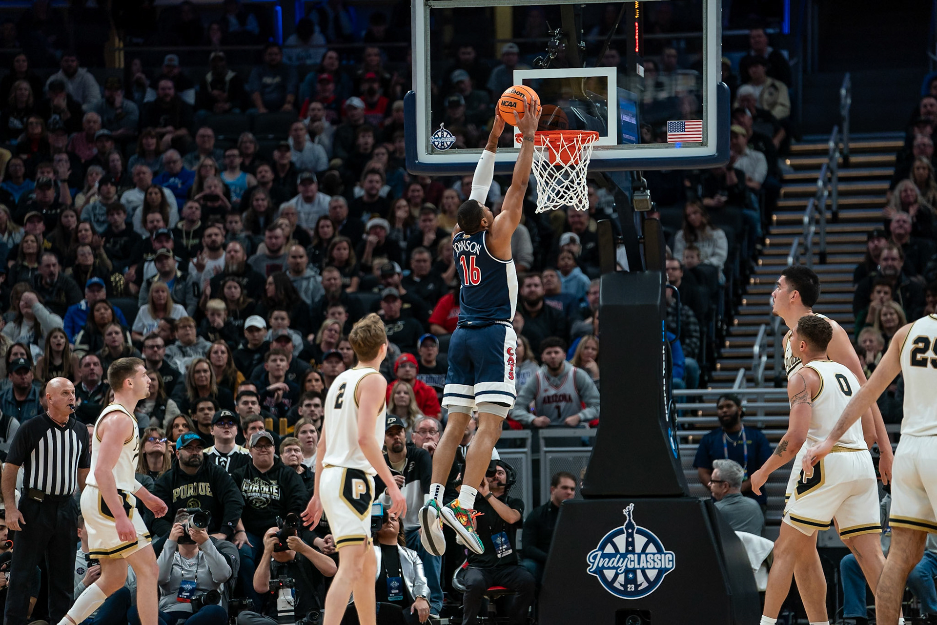 Photo (c) 2023 Bowen Arrow Photographywww.bowenarrowphotography.comIndy Classic basketball game between the Purdue University Boilermakers and the Arizona Univaersity Wildcats