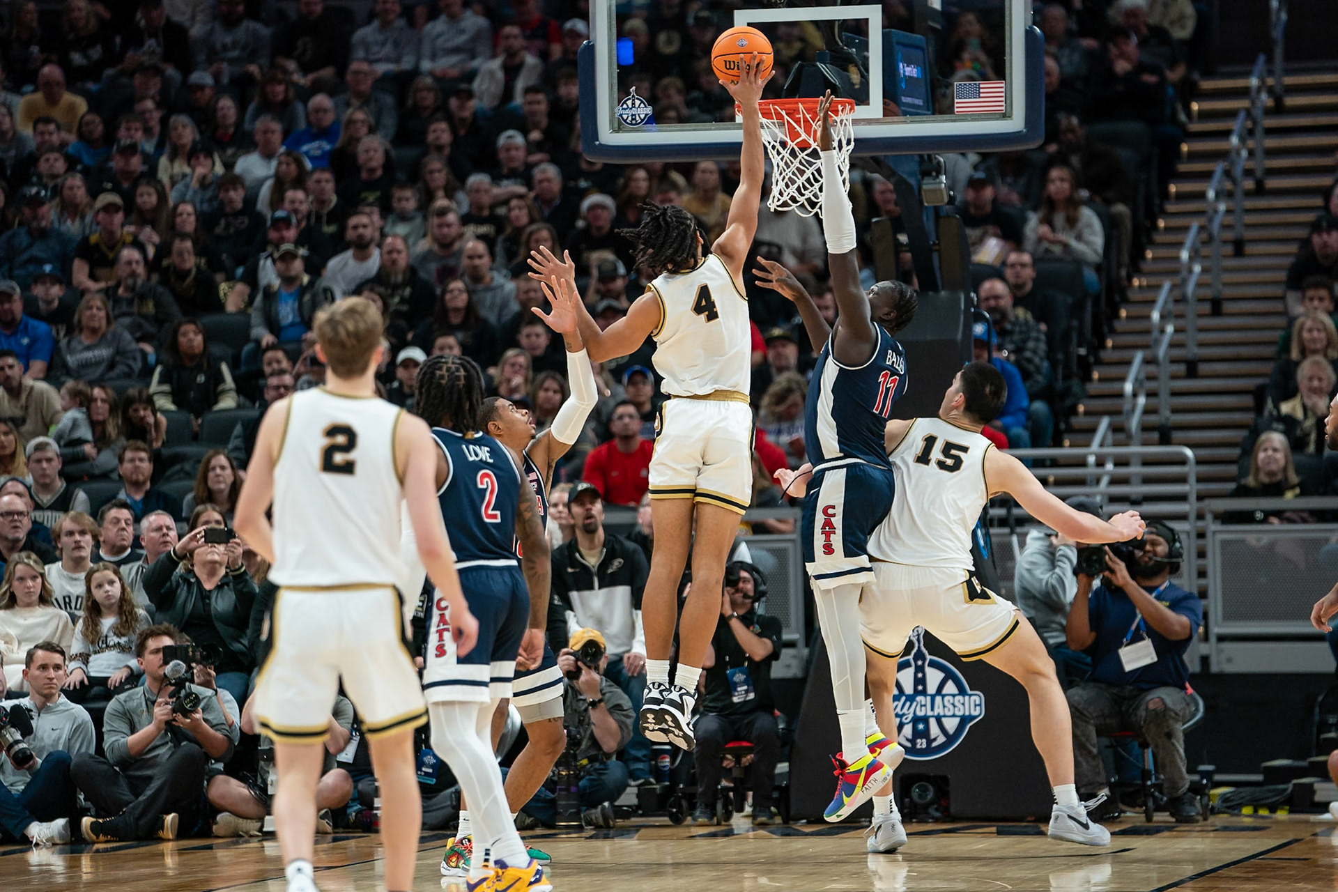 Photo (c) 2023 Bowen Arrow Photographywww.bowenarrowphotography.comIndy Classic basketball game between the Purdue University Boilermakers and the Arizona Univaersity Wildcats
