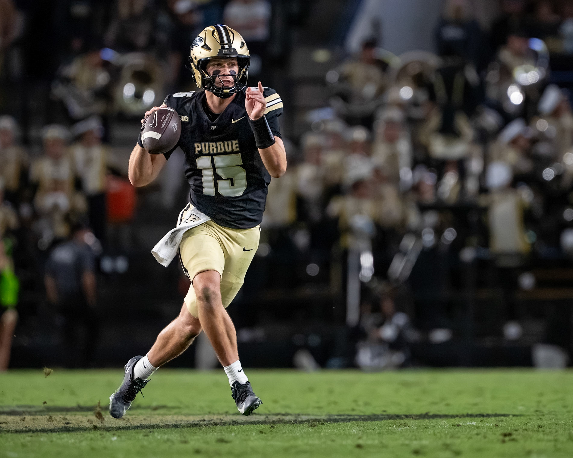 WEST LAFAYETTE, IN - OCTOBER 10, 2026: Purdue University Quarterback Ryan Browne (15) during the Purdue Boilermakers vs Minnesota Golden Gophers football game at Ross-Ade Stadium(Photo by Steve Bowen / Northern Indiana Sports Report)
