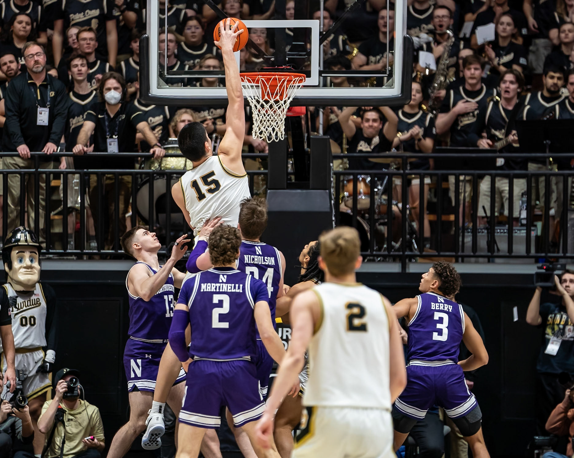 WEST LAFAYETTE, IN - JANUARY 31, 2024: Purdue Senior Center Zach Edey (15) competing in Purdue Boilermakers Mens Basketball versus the Northwestern Wildcats at Mackey Arena(Photo by Steve Bowen / Bowen Arrow Photography / Northern Indiana Sports Report)