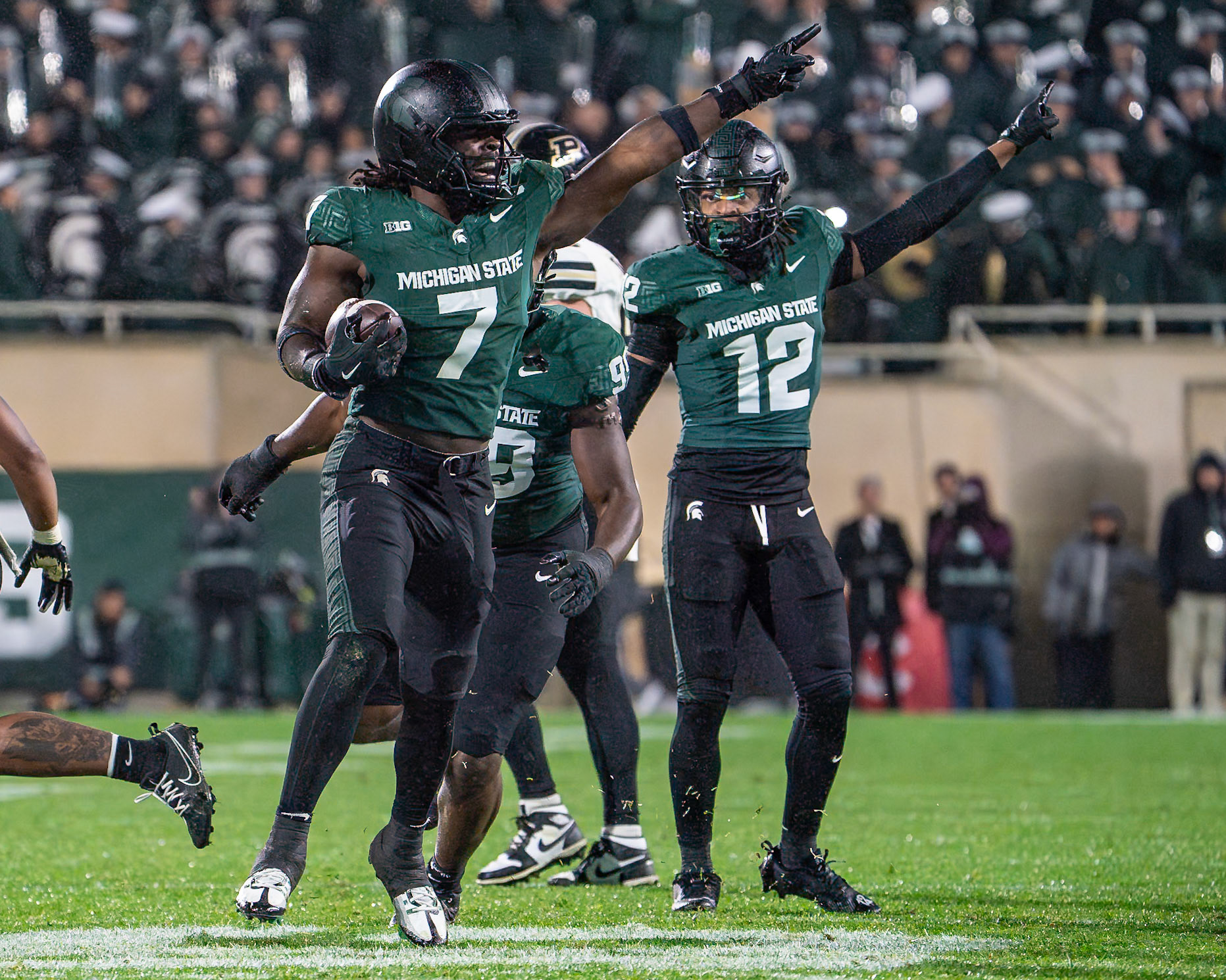 EAST LANSING, MI - NOVEMBER 22, 2024: Purdue University Boilermakers at Michigan State University Spartans Football game at Spartan Stadium(Photo by Steve Bowen / Bowen Arrow Photography / Northern Indiana Sports Report)