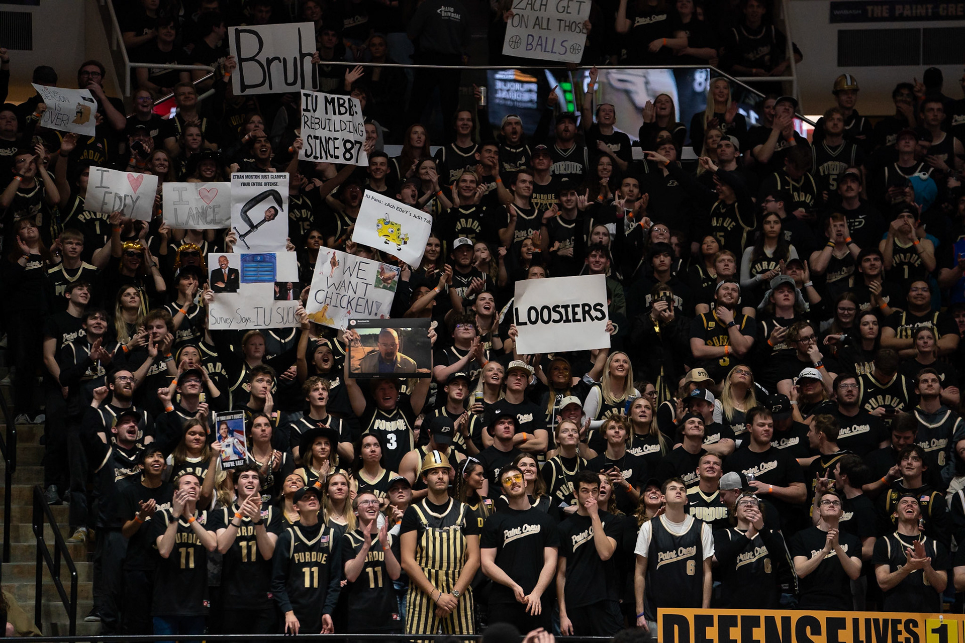 WEST LAFAYETTE, IN - FEBRUARY 10, 2024: Purdue's Paint Crew in Purdue Boilermaker vs Indiana Hoosiers Basketball at Mackey Arena(Photo by Steve Bowen / Bowen Arrow Photography / Northern Indiana Sports Report)