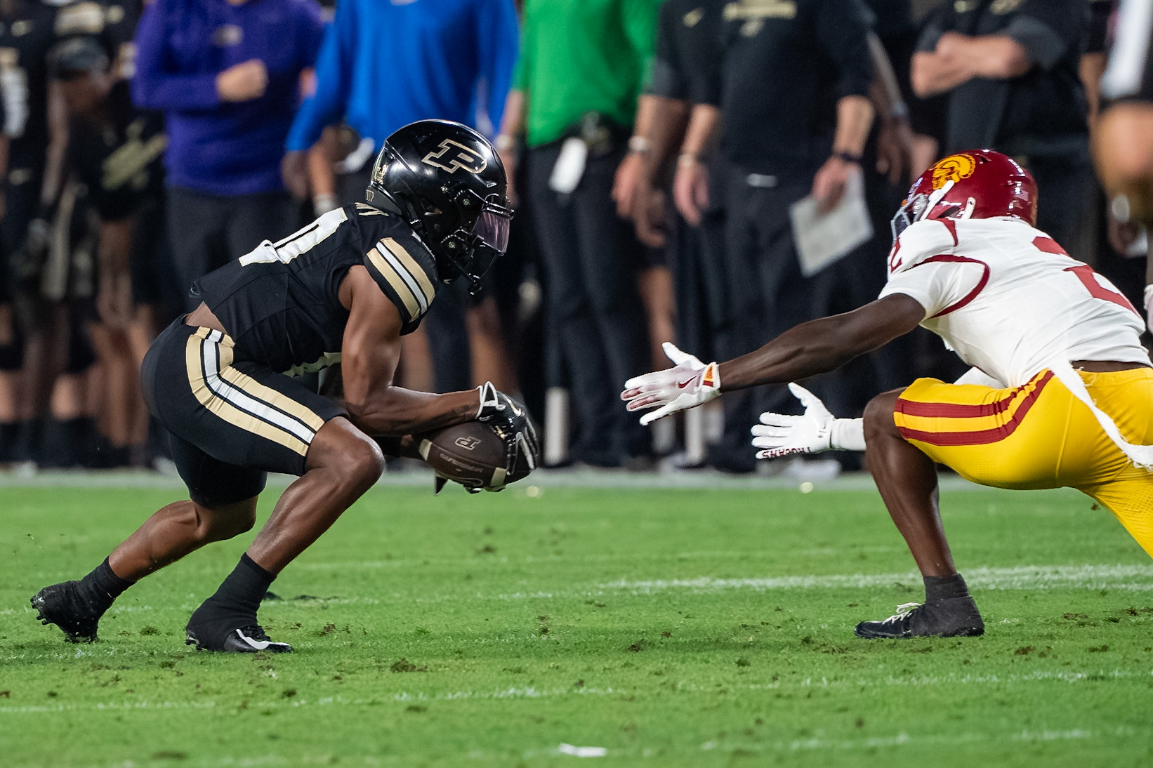 WEST LAFAYETTE, IN - SEPTEMBER 13, 2025: USC Redshirt Sophomore DT Jamaal Jarrett (0) in Purdue Boilermaker Football vs University of Southern California Trojans at Ross-Ade Stadium(Photo by Steve Bowen / Northern Indiana Sports Report)