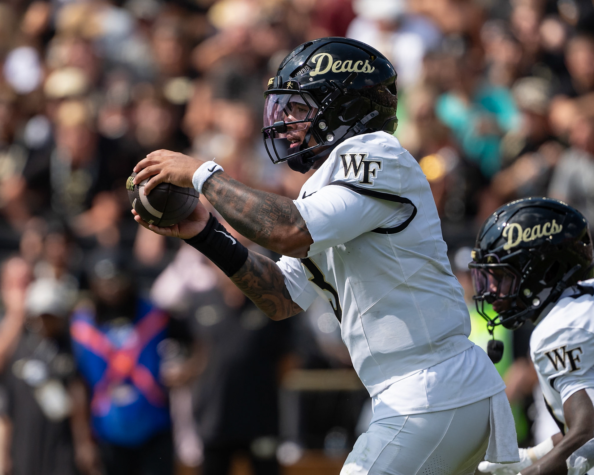 WEST LAFAYETTE, IN - SEPTEMBER 12, 2026: Wake Forest University Quarterback Gio Lopez (3) takes the shotgun snap during the Purdue Boilermakers football game vs the Wake Forest Demon Deacons at Ross-Ade Stadium(Photo by Steve Bowen / Northern Indiana Sports Report)