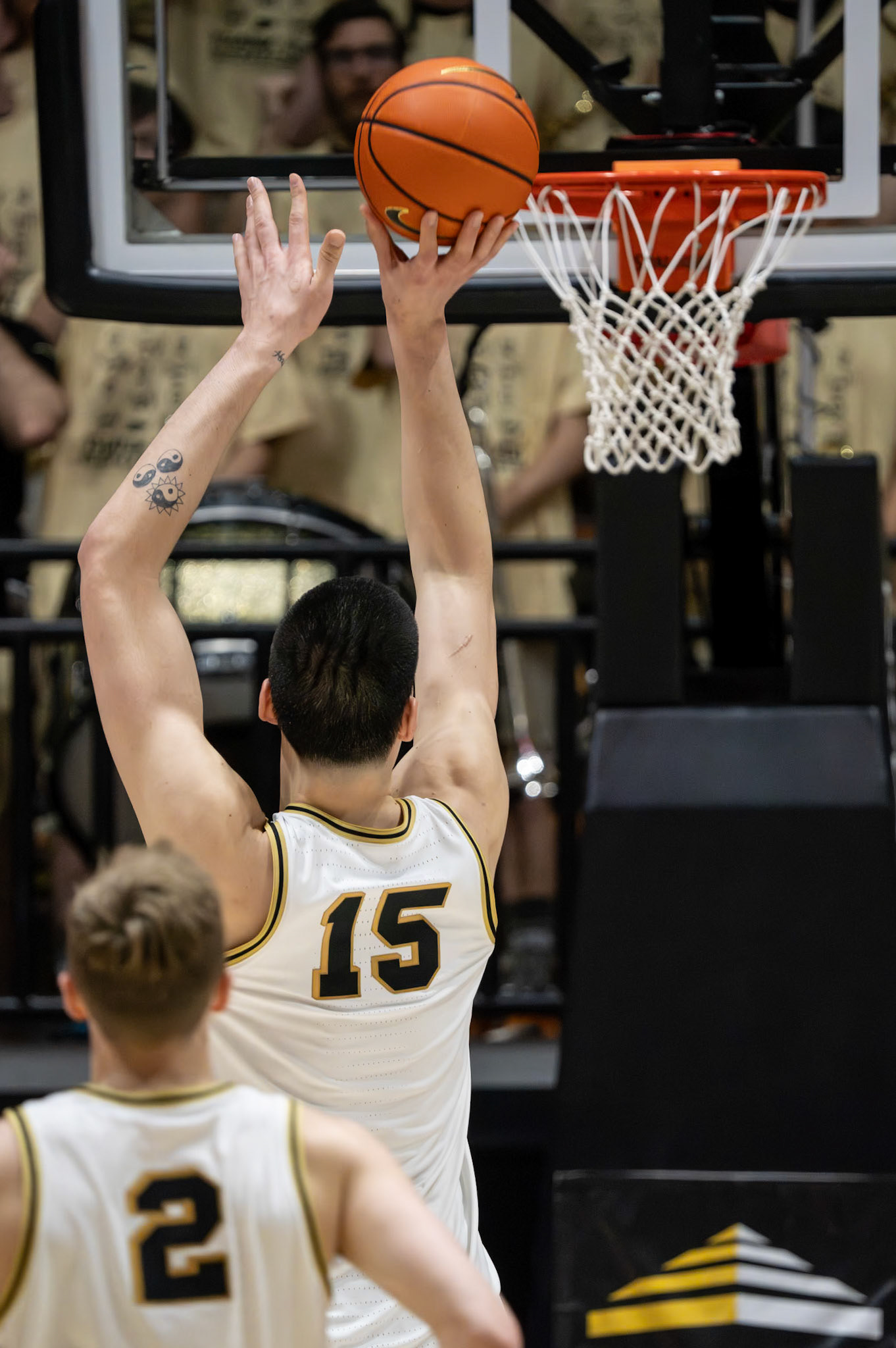 WEST LAFAYETTE, IN - MARCH 10, 2024: Purdue Senior Center Zach Edey (15) competing in Purdue University Boilermaker Basketball vs University of Wisconsin Badgers at Mackey Arena(Photo by Steve Bowen / Bowen Arrow Photography / Northern Indiana Sports Report)
