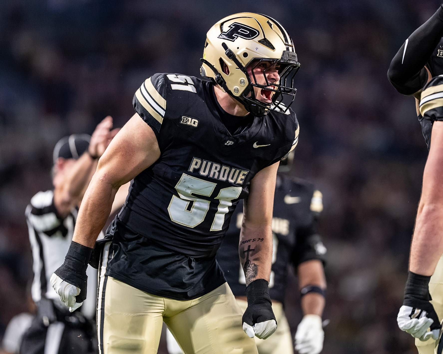 WEST LAFAYETTE, IN - OCTOBER 10, 2026: Purdue University Freshman Linebacker Jaxon Ott (51) during the Purdue Boilermakers vs Minnesota Golden Gophers football game at Ross-Ade Stadium(Photo by Steve Bowen / Northern Indiana Sports Report)