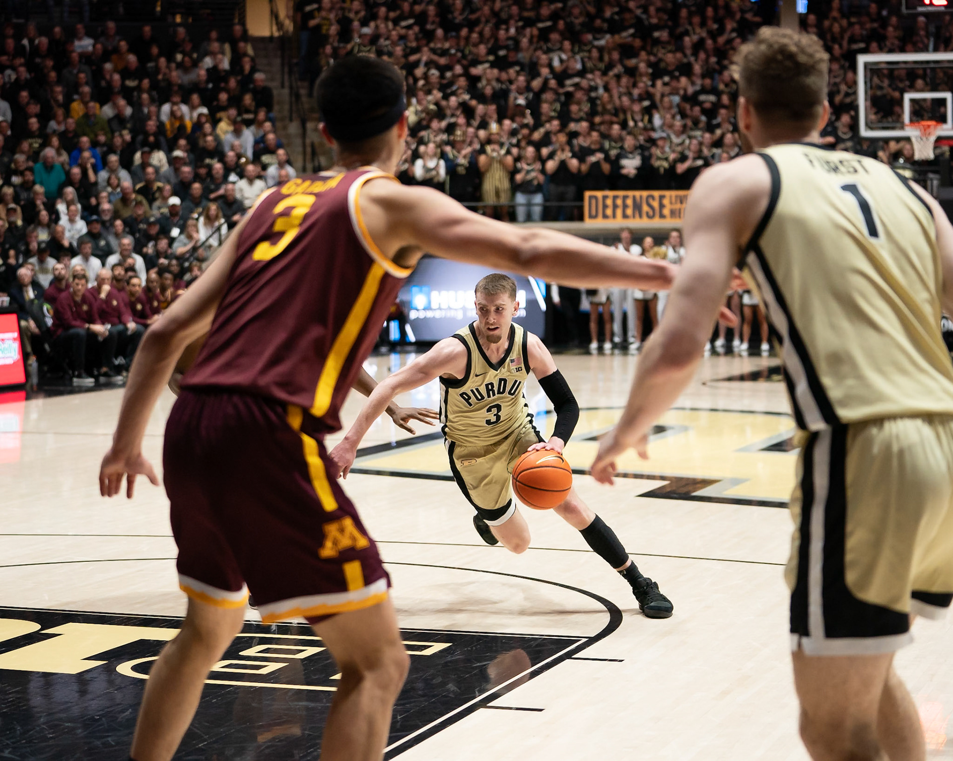 WEST LAFAYETTE, IN - FEBRUARY 15, 2024: Purdue Sophomore Guard Braden Smith (3) in Purdue Boilermakers Men's Basketball vs the Minnesota Golden Gophers at Mackey Arena(Photo by Steve Bowen / Bowen Arrow Photography / Northern Indiana Sports Report)
