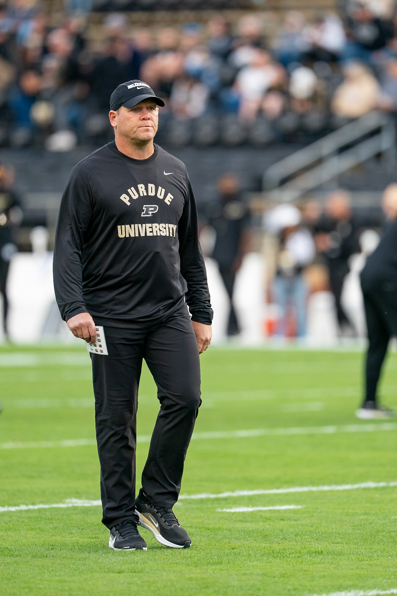 WEST LAFAYETTE, IN - SEPTEMBER 6, 2025: Purdue University Football Head Coach Barry Odom walking the field at pregame warmups at Purdue Boilermaker Football vs Southern Illinois Saluki Football at Ross-Ade Stadium(Photo by Steve Bowen / Northern Indiana Sports Report)