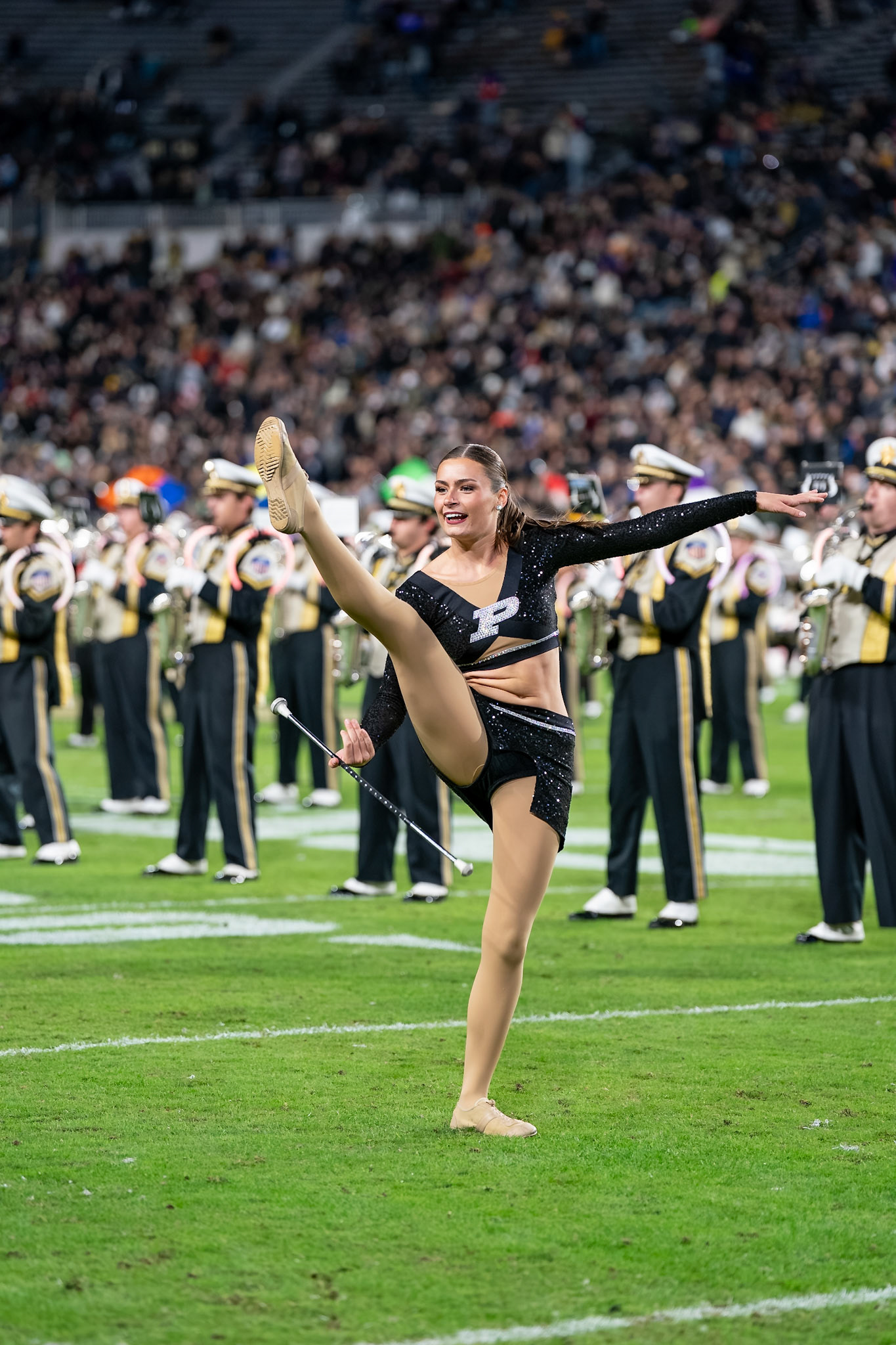 WEST LAFAYETTE, IN - OCTOBER 16, 2026: Purdue University Purdue Twirling during the Purdue Boilermakers vs Washington Huskies football game at Ross-Ade Stadium(Photo by Steve Bowen / Northern Indiana Sports Report)