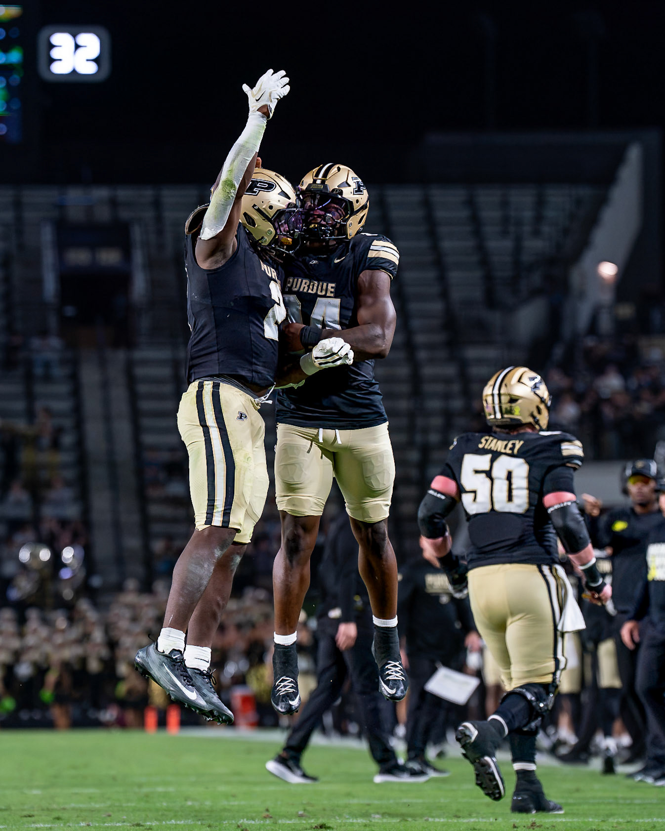 WEST LAFAYETTE, IN - OCTOBER 10, 2026: Purdue University Sophomore Running Back Fame Ijeboi (2), Purdue University Freshman Running Back Izaiah Wright (24) during the Purdue Boilermakers vs Minnesota Golden Gophers football game at Ross-Ade Stadium(Photo by Steve Bowen / Northern Indiana Sports Report)