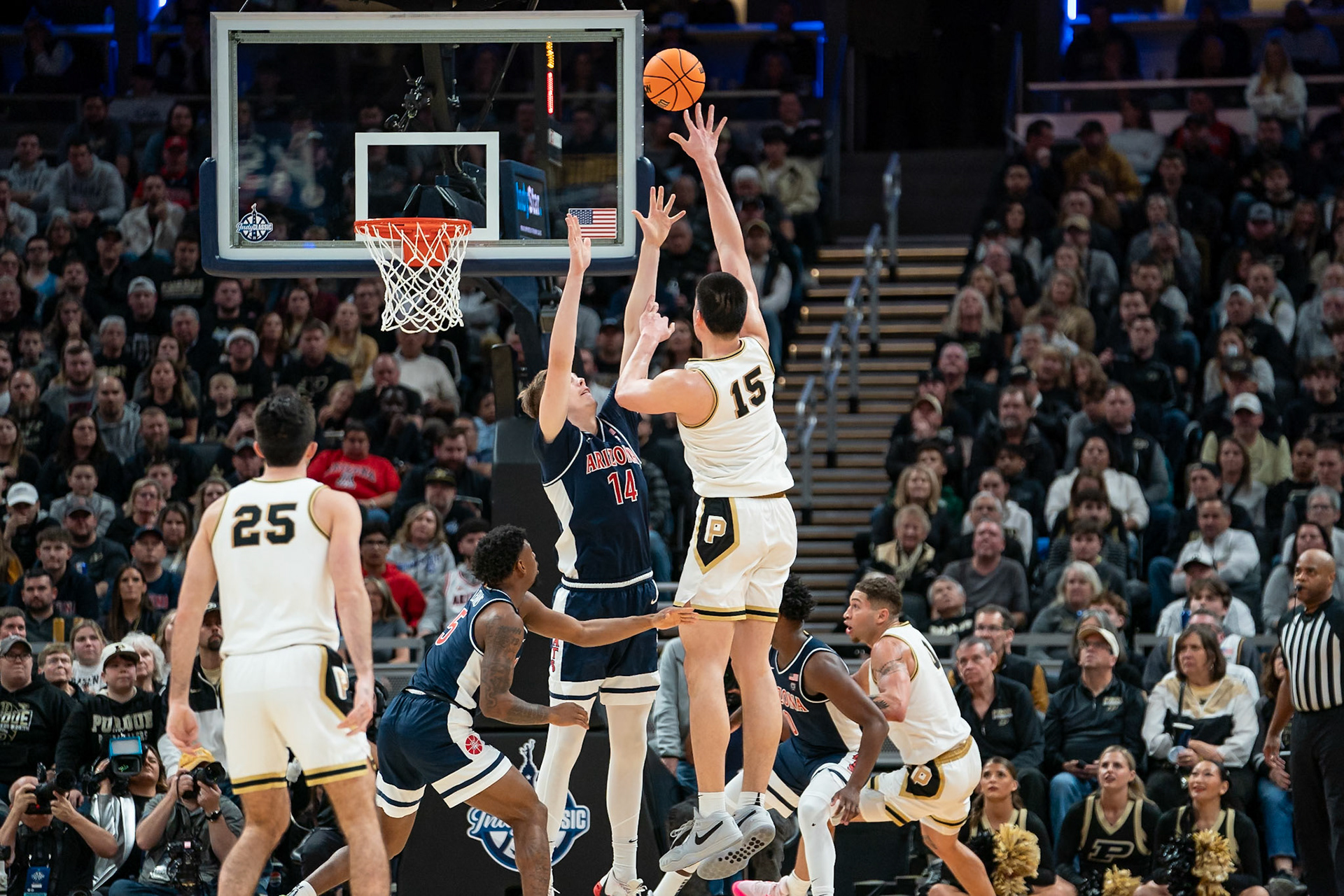 Photo (c) 2023 Bowen Arrow Photographywww.bowenarrowphotography.comIndy Classic basketball game between the Purdue University Boilermakers and the Arizona Univaersity Wildcats