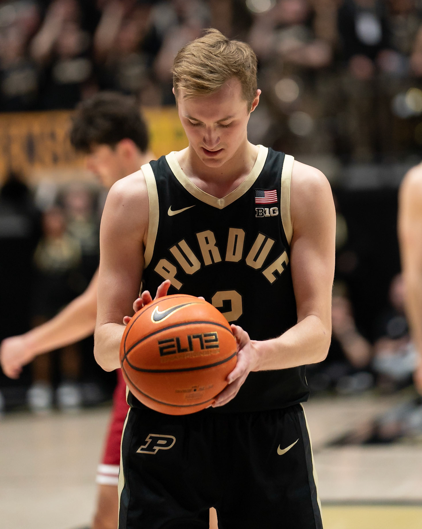 WEST LAFAYETTE, IN - FEBRUARY 10, 2024: Purdue Sophomore Guard Fletcher Loyer (2) in Purdue Boilermaker vs Indiana Hoosiers Basketball at Mackey Arena(Photo by Steve Bowen / Bowen Arrow Photography / Northern Indiana Sports Report)