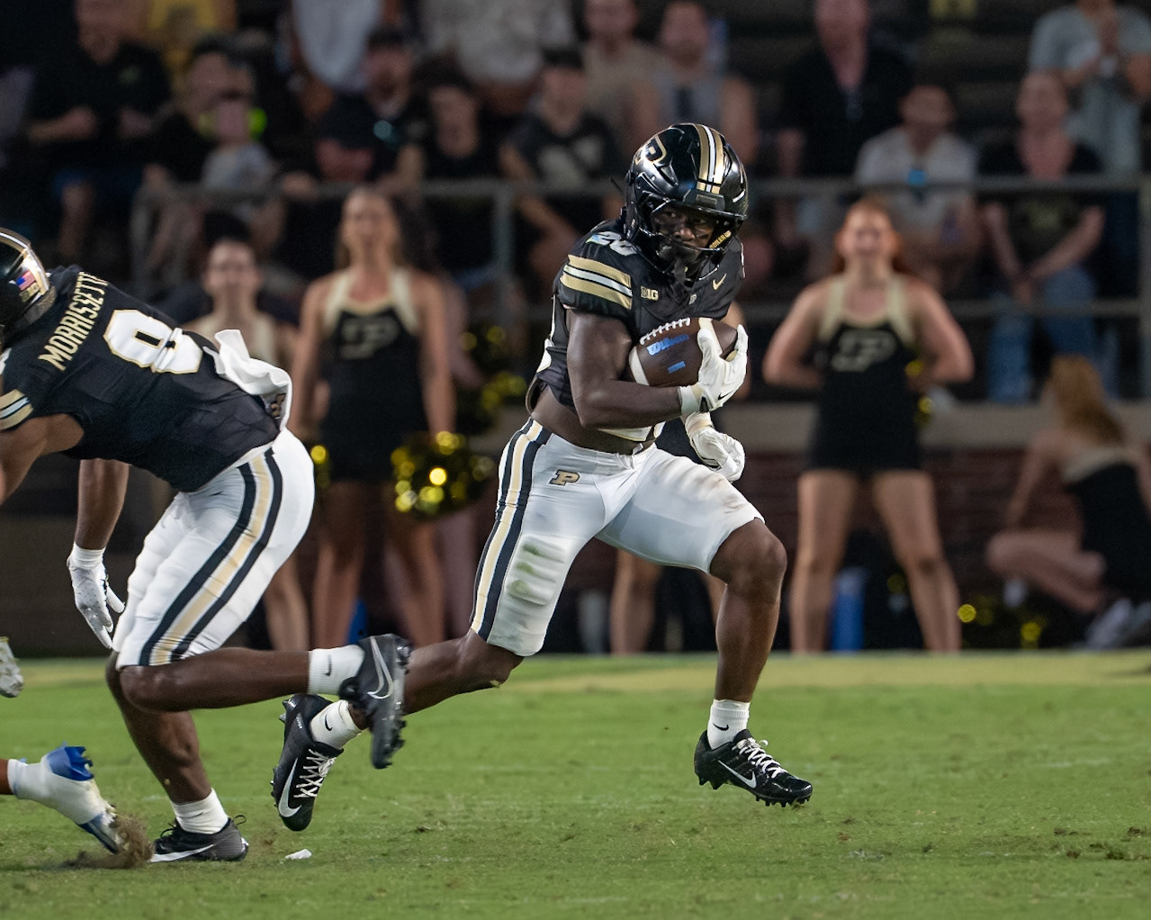 WEST LAFAYETTE, IN - SEPTEMBER 4, 2026: Purdue University Freshman Running Back Travis Terrell Jr. (20) runs a kickoff back in the 4th quarter of the Purdue Boilermaker Football game vs the Indiana State Sycamores at Ross-Ade Stadium(Photo by Steve Bowen / Northern Indiana Sports Report)