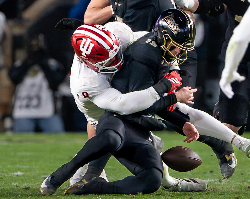 WEST LAFAYETTE, IN - NOVEMBER 28, 2025: Purdue Boilermakers vs Indiana Hoosiers Football at Ross-Ade Stadium(Photo by Steve Bowen / Northern Indiana Sports Report)