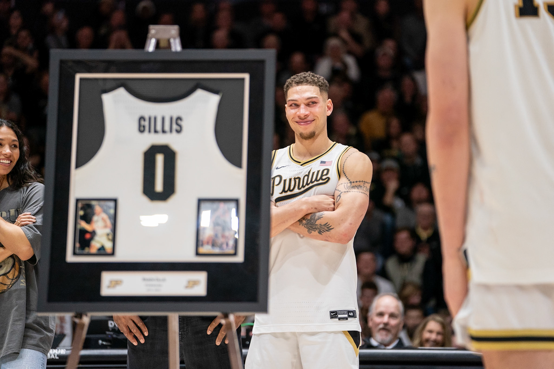 WEST LAFAYETTE, IN - MARCH 10, 2024: Purdue Senior Forward Mason Gillis (0) in Purdue University Boilermaker Basketball vs University of Wisconsin Badgers at Mackey Arena(Photo by Steve Bowen / Bowen Arrow Photography / Northern Indiana Sports Report)