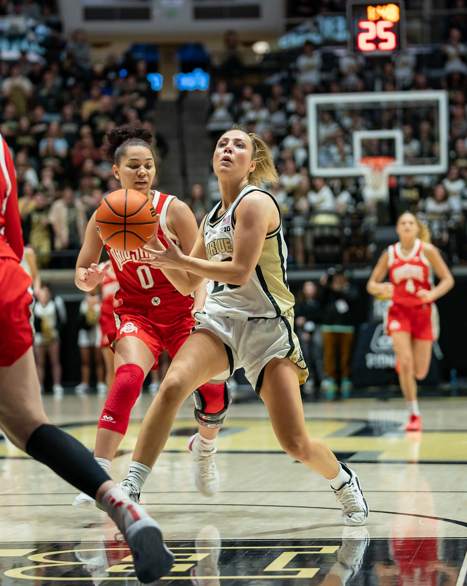 WEST LAFAYETTE, IN - JANUARY 28, 2024: Purdue 5th Year Guard Abbey Ellis (23) competing in Purdue Boilermaker Women's Basketball versus the Ohio State Buckeyes at Mackey Arena(Photo by Steve Bowen / Bowen Arrow Photography / Northern Indiana Sports Report)