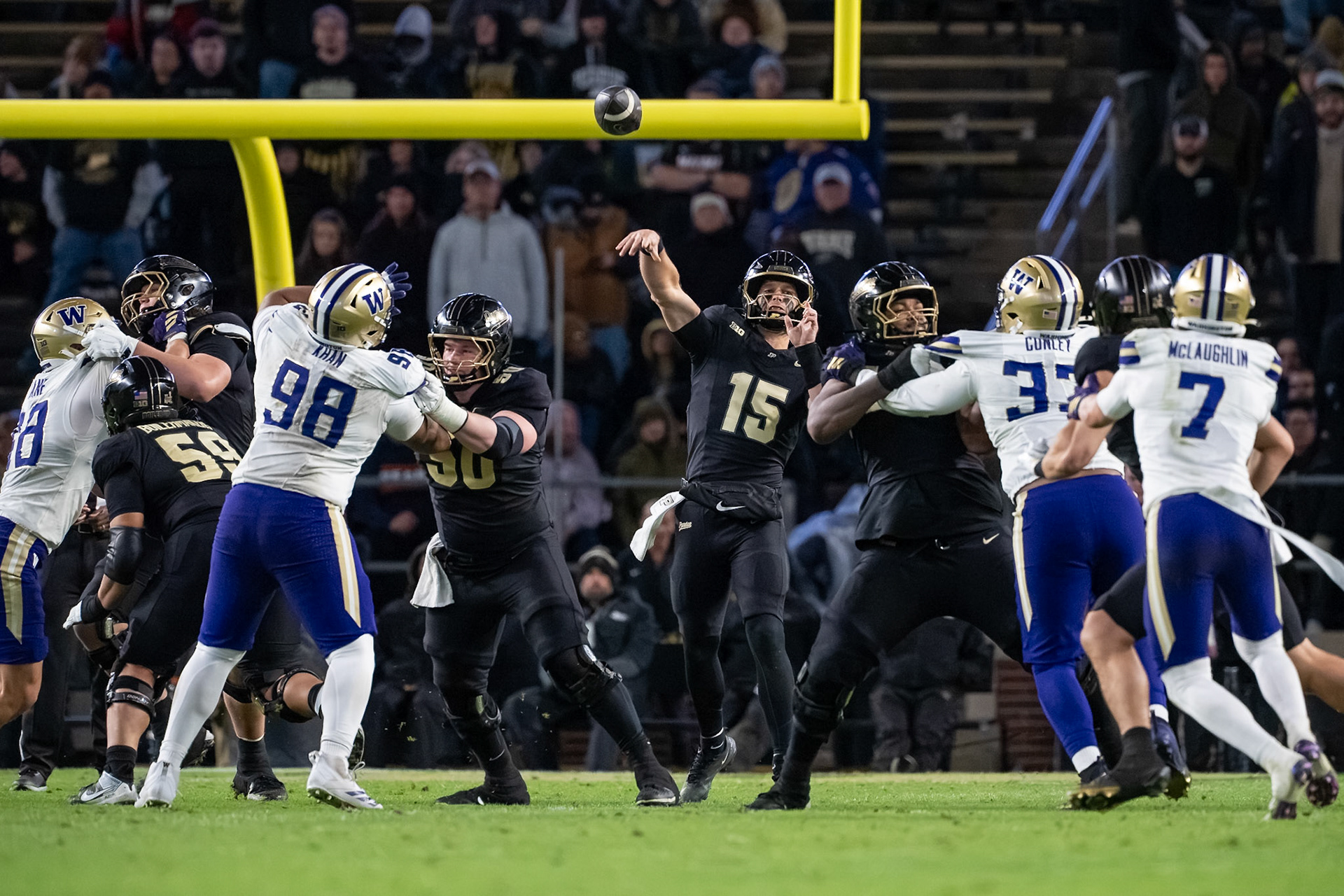 WEST LAFAYETTE, IN - OCTOBER 16, 2026: Purdue University Quarterback Ryan Browne (15) during the Purdue Boilermakers vs Washington Huskies football game at Ross-Ade Stadium(Photo by Steve Bowen / Northern Indiana Sports Report)