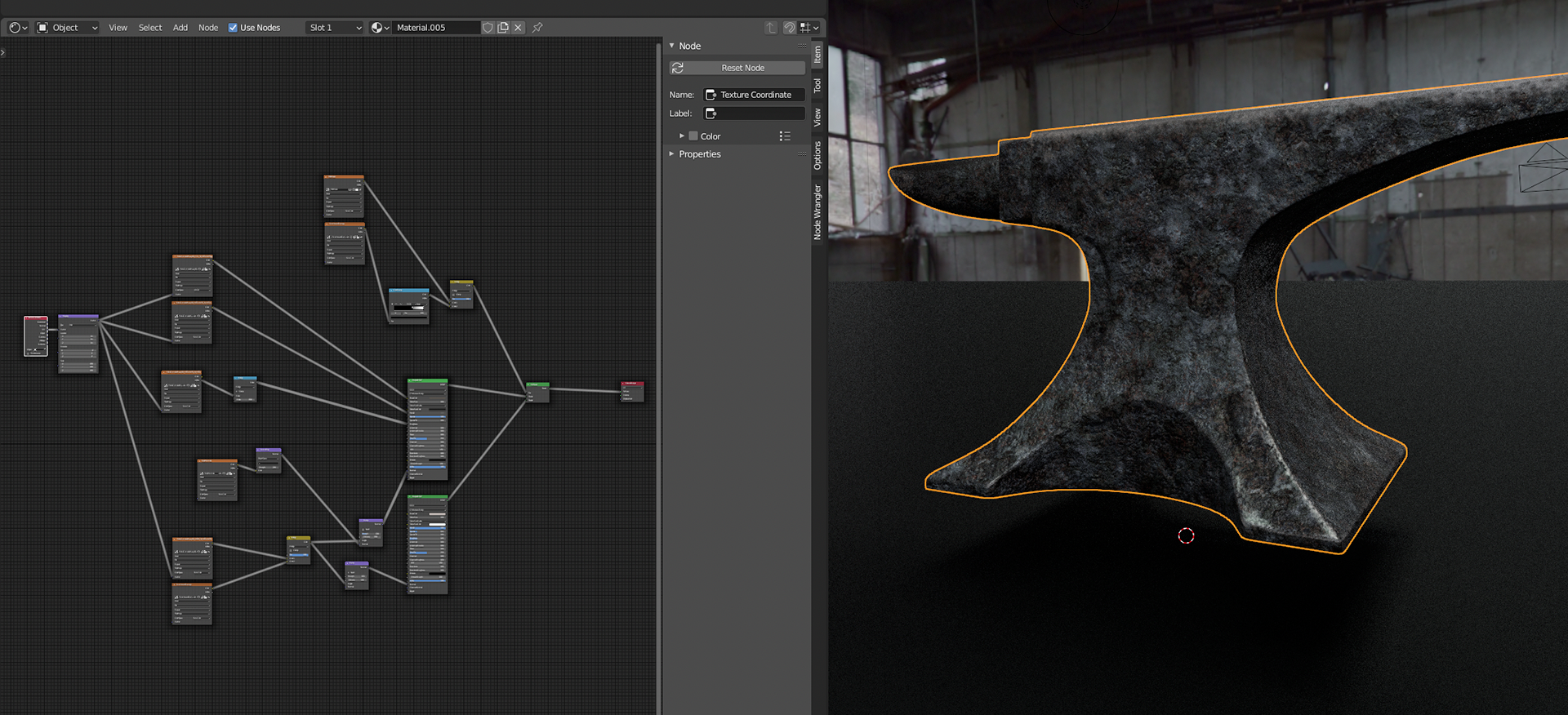 Shader Graph showing the nodes used in recreating textures.