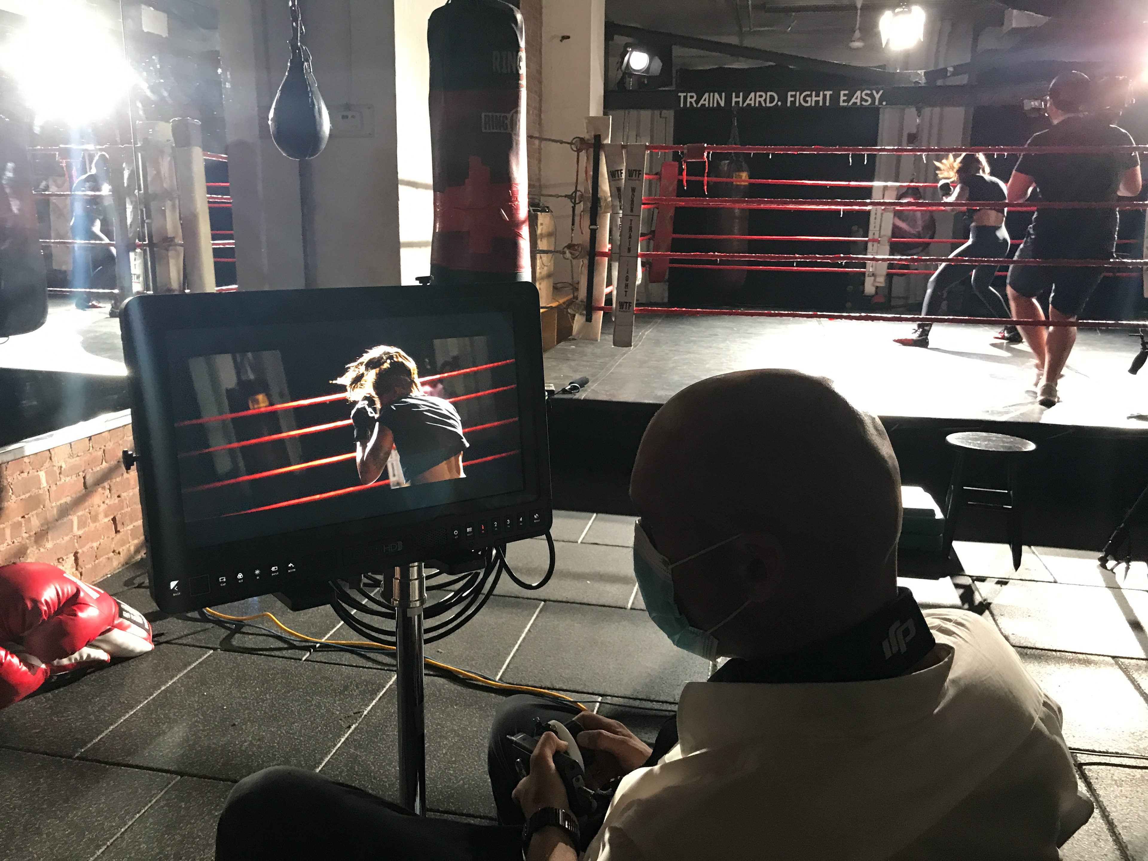 Charles Billot hawk eyeing the monitor for focus while Nikki does her thing