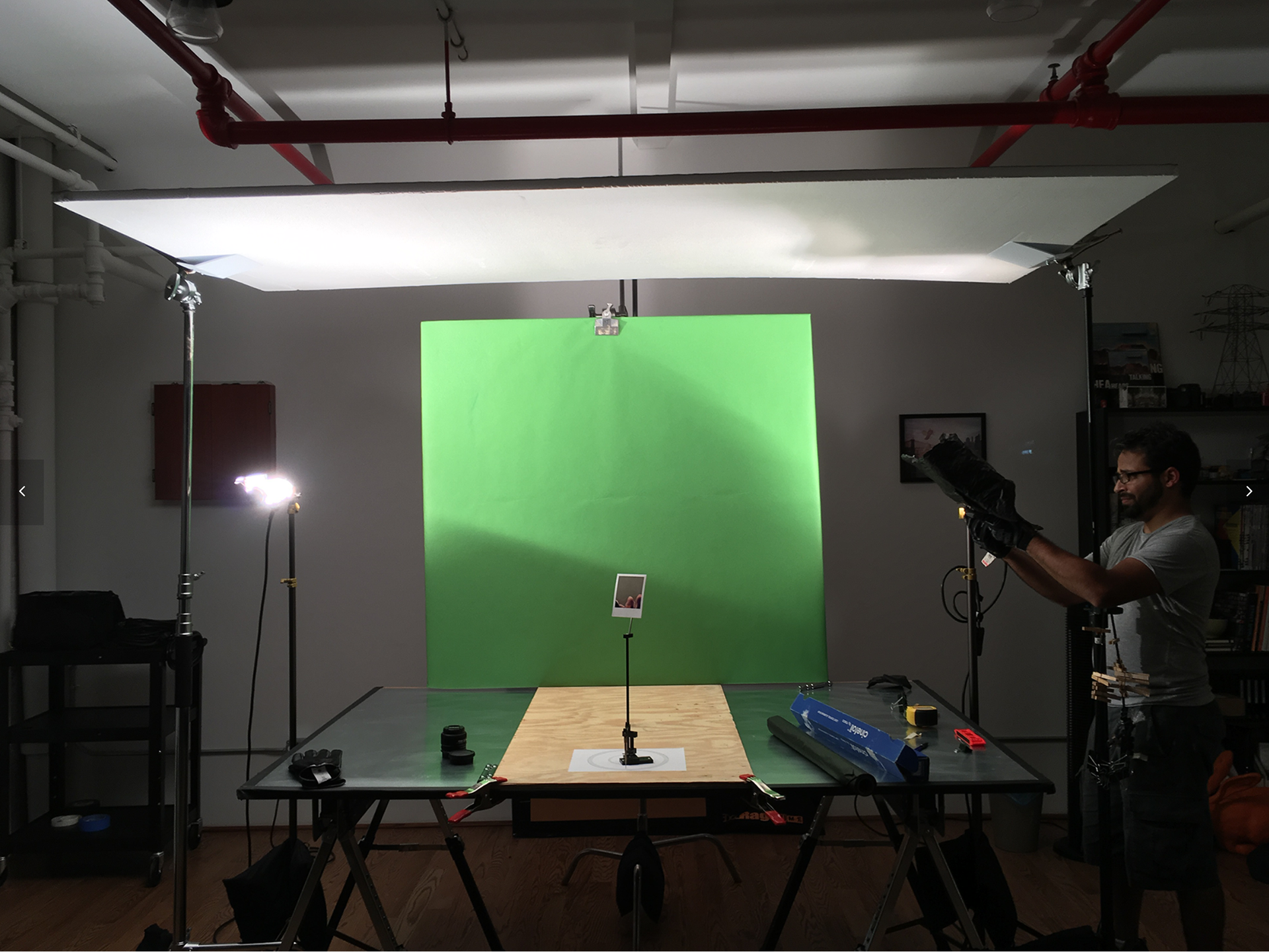 Here's a shot of Dan getting started on his lighting!