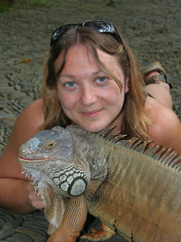 With a gorgeous iguana