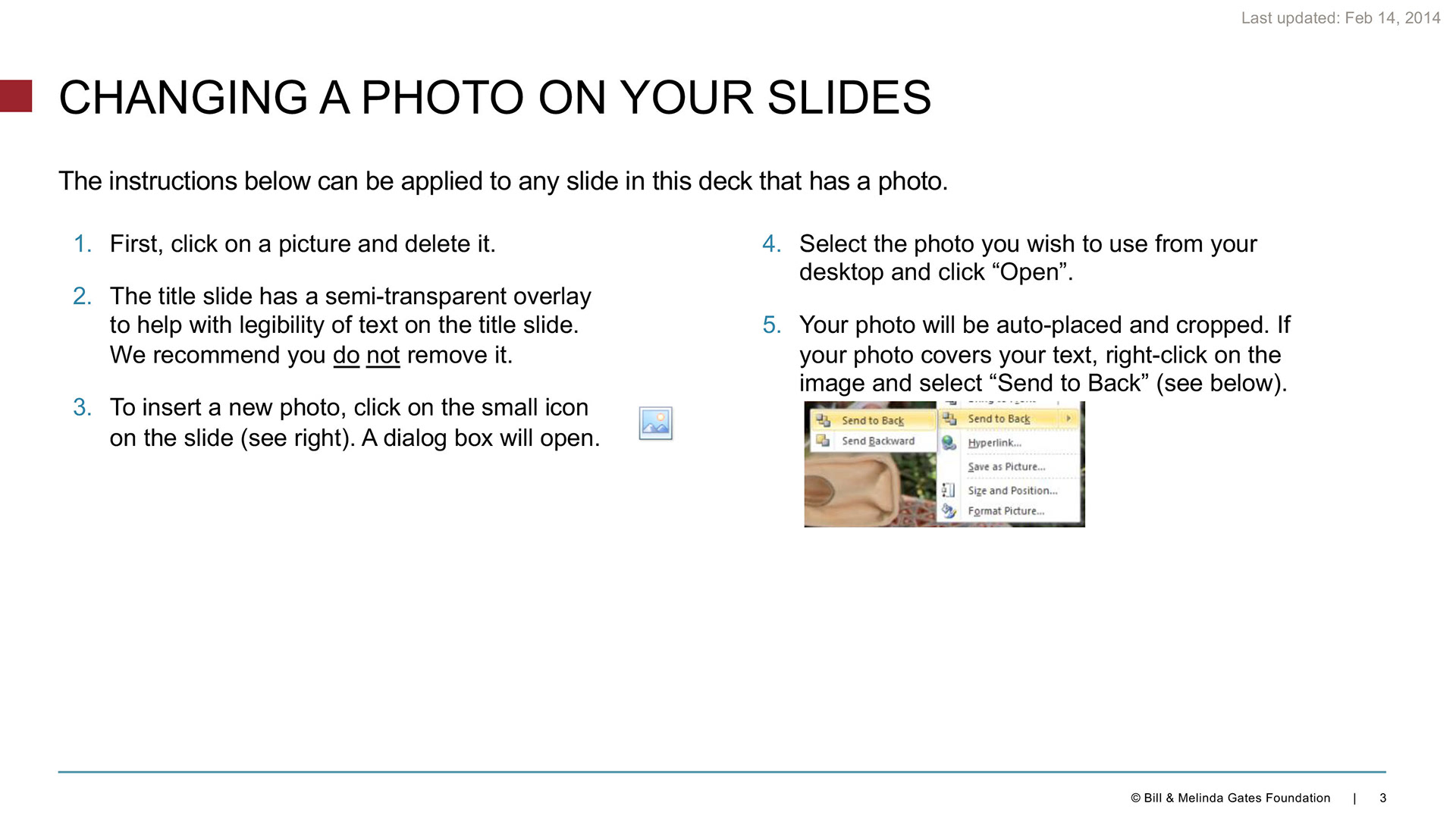 Slides with step-by-step instructions