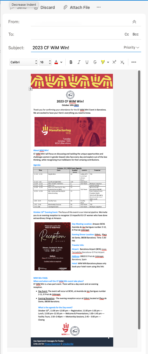 Outlook email based on template