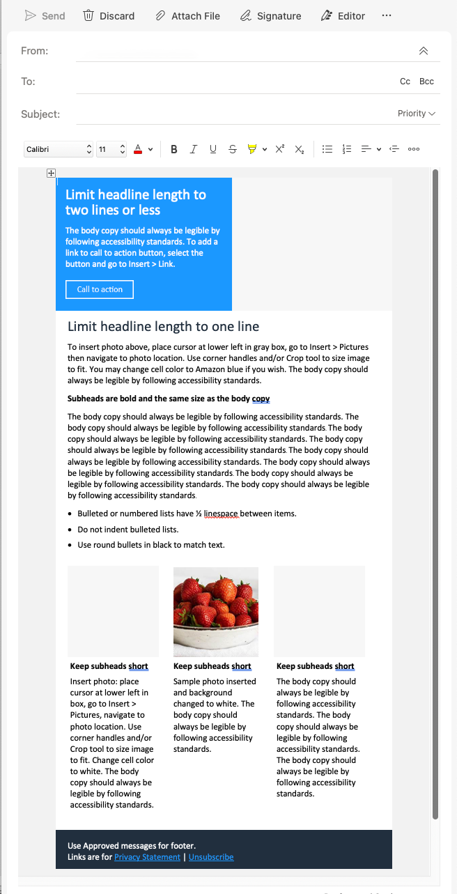 Outlook table based email template