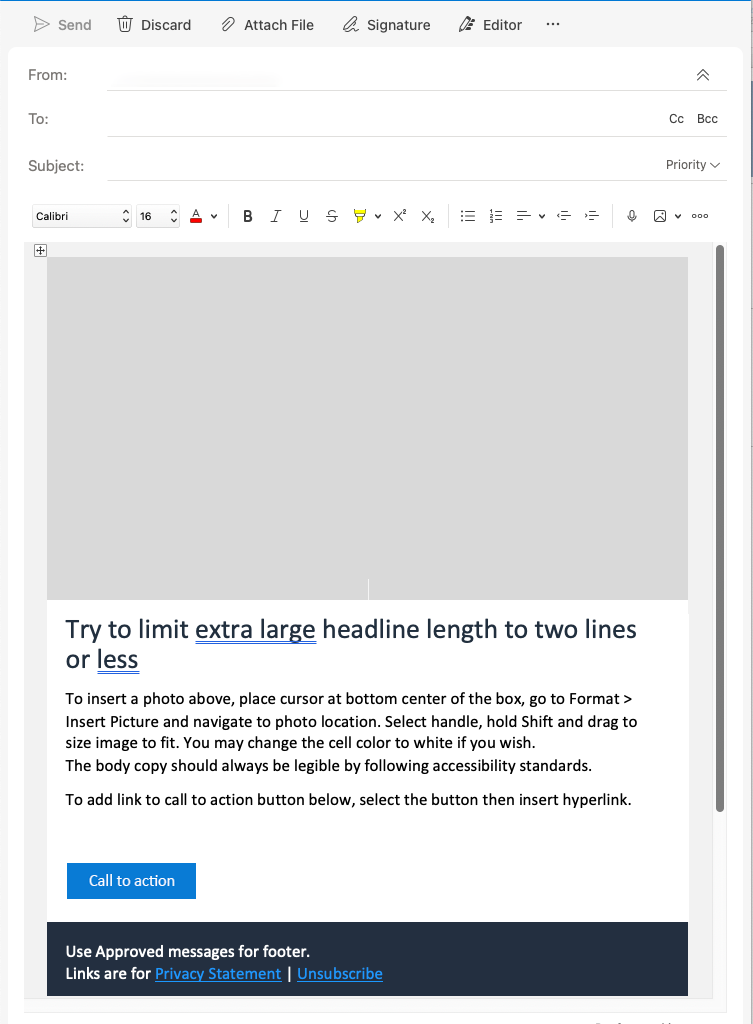 Outlook table based email template