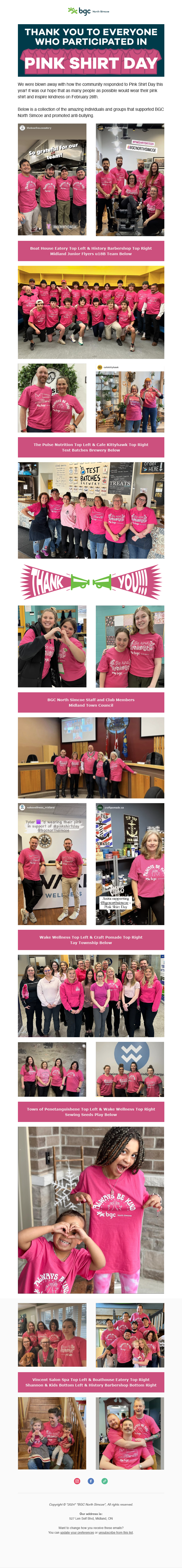 Thank You eBlast for Pink Shirt Day Campaign