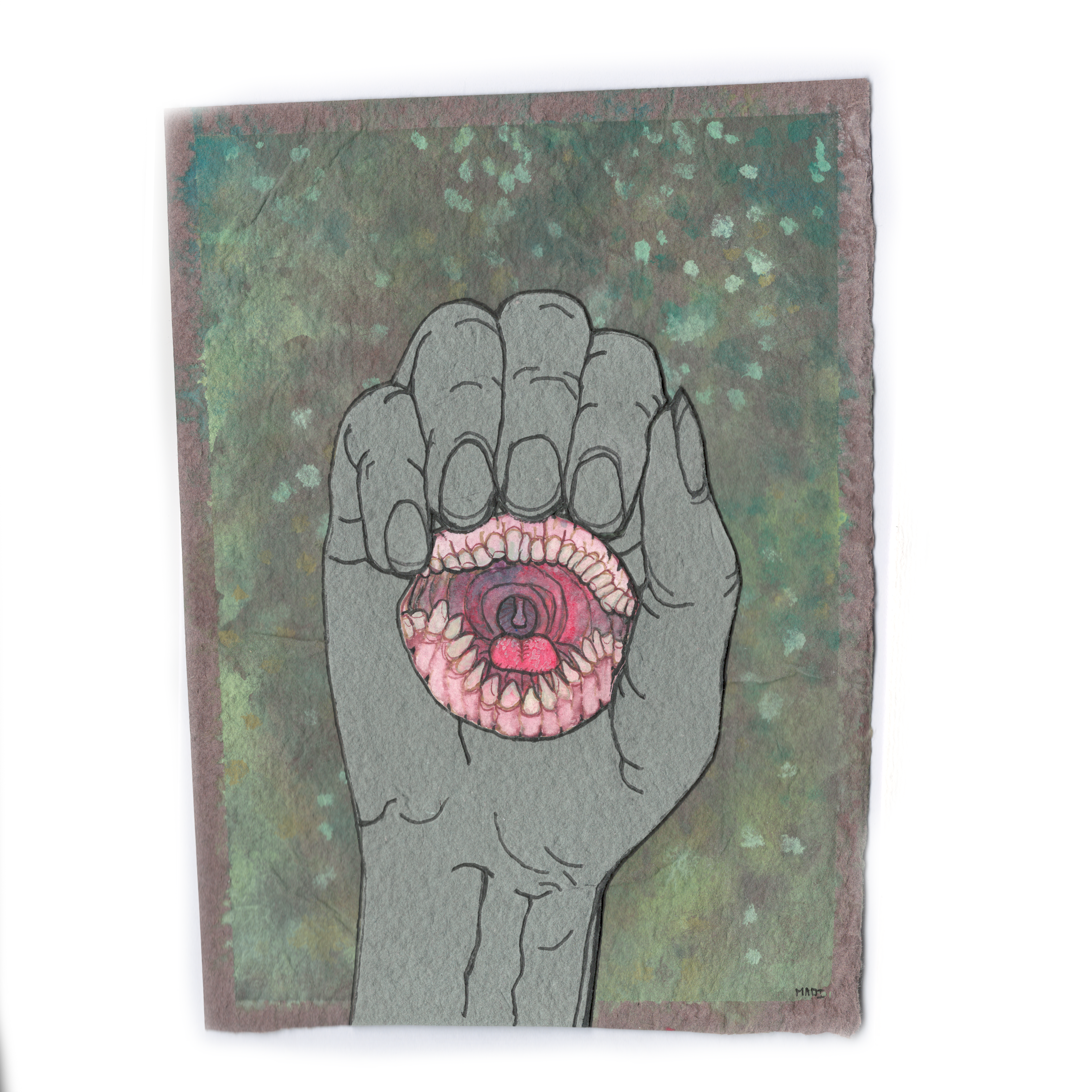 “talk to the hand” : it screams back (5 1/8” x 7”)