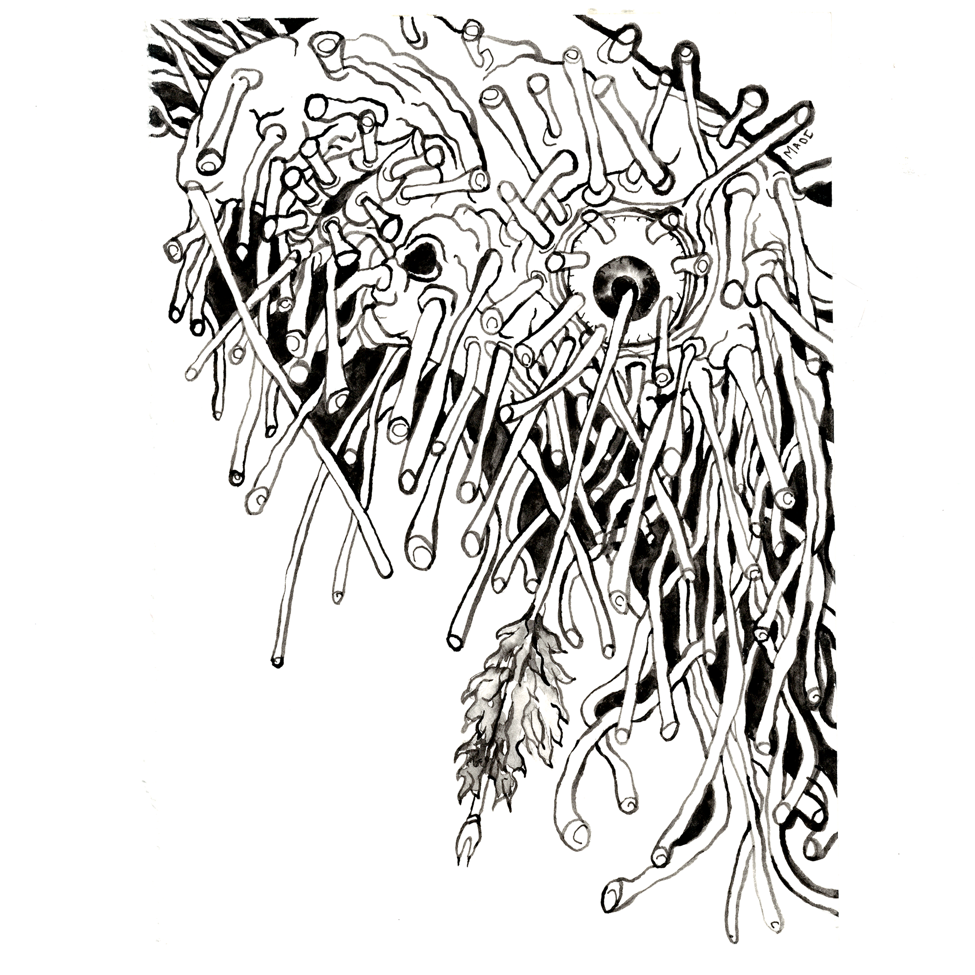 Star + Yokai = "watching still'' you. (7 1/2” x 5 1/2”)