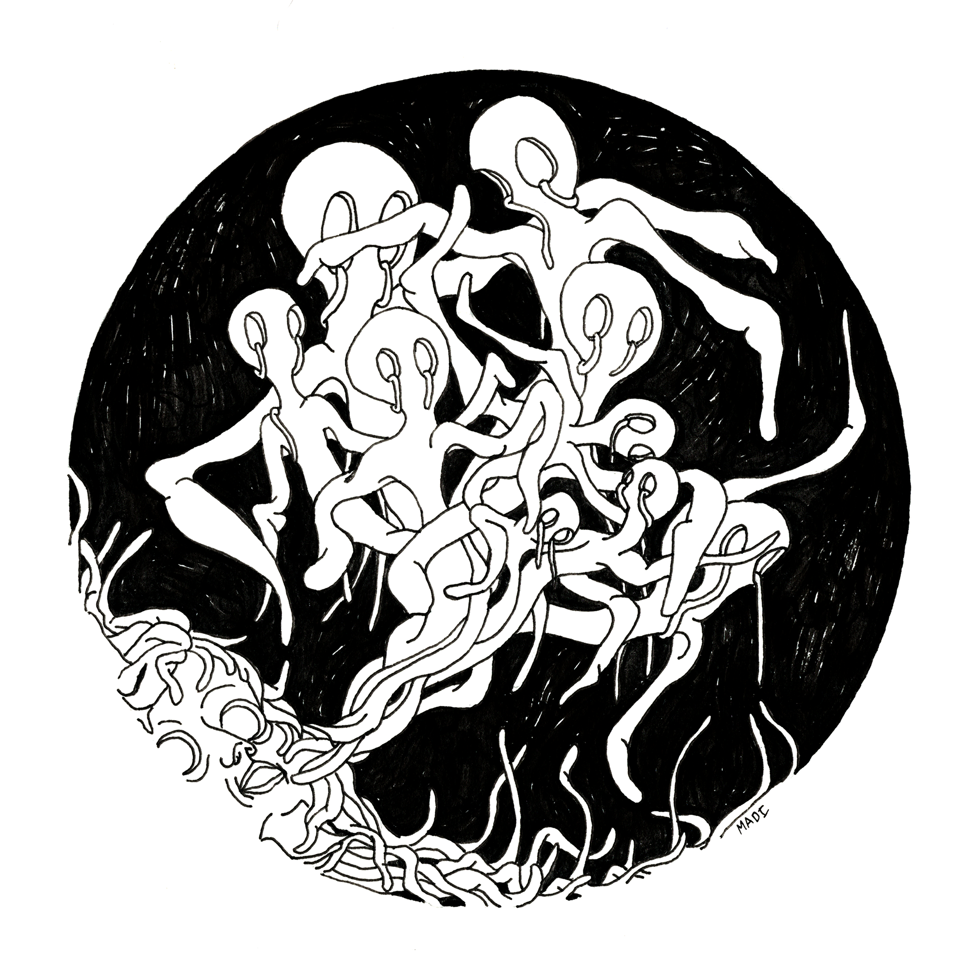 Day 6: Drooling + Ghost = "it comes out, eventually'' no matter what is done (6” x 6”)