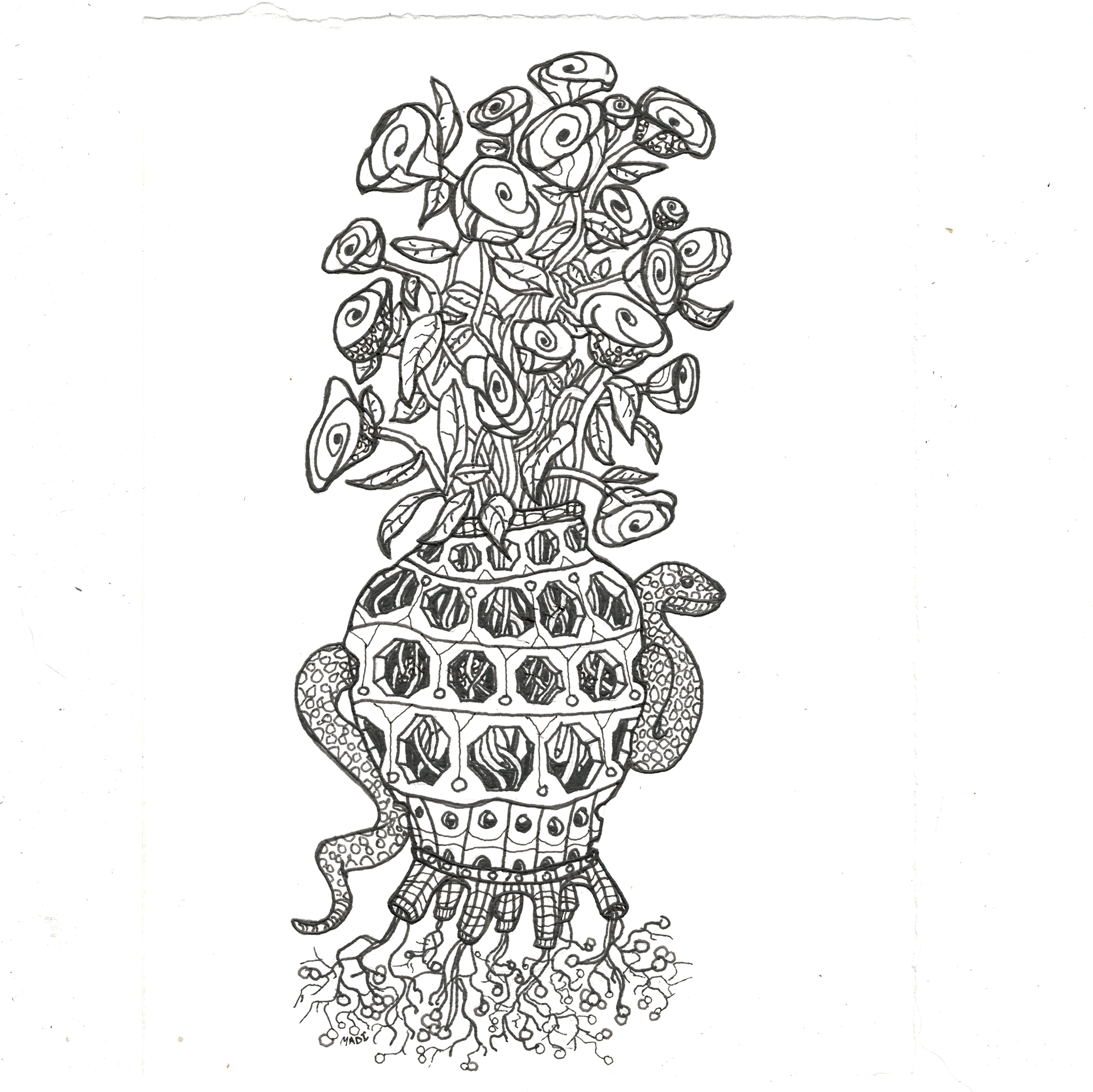 Day 20: Breakable + Serpent = "fragile home”. (5 1/2” x 1 1/2”)