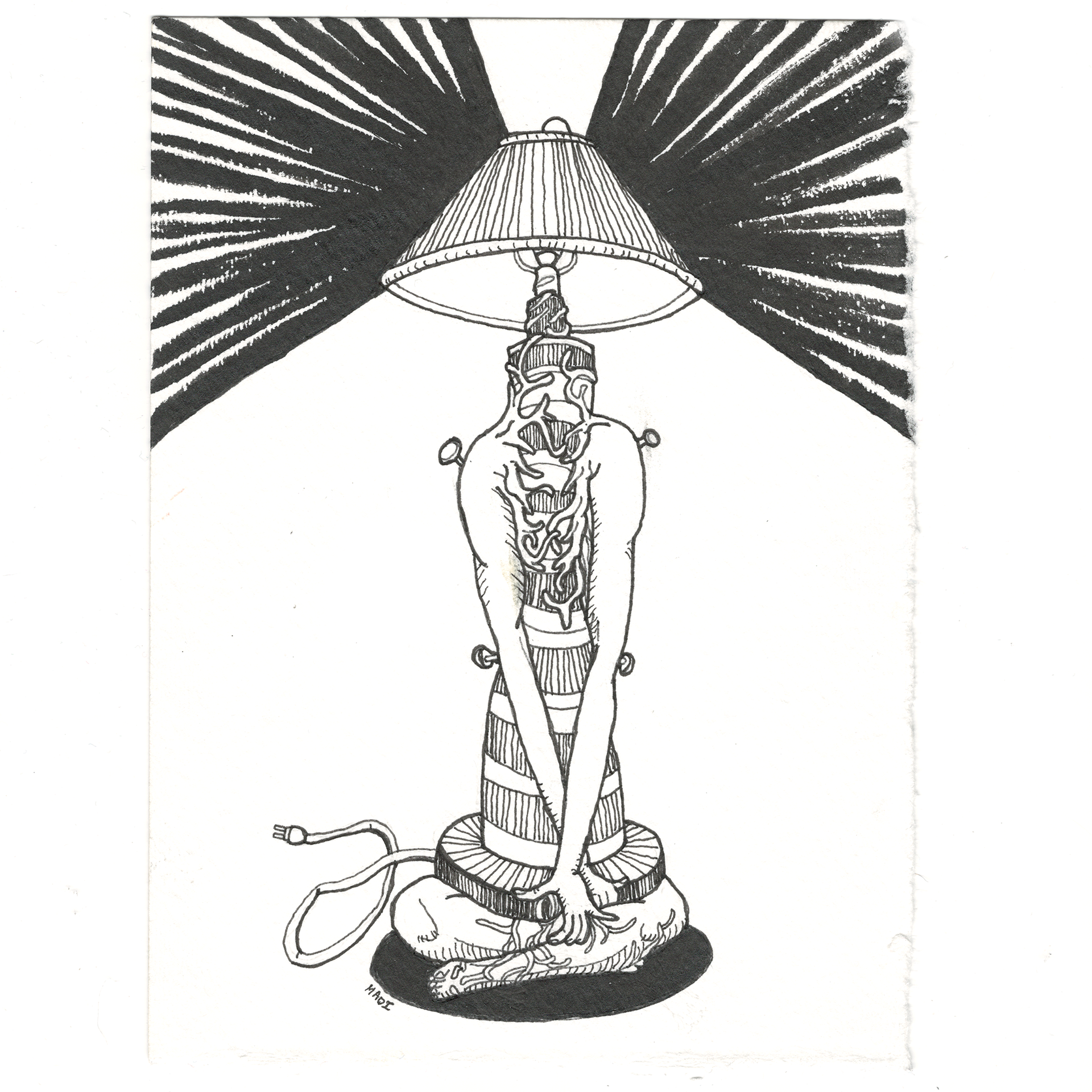 Day 29: Double + Mary Shelley = "all put together”, do you have a light? (5 1/2” x 7 1/2”)