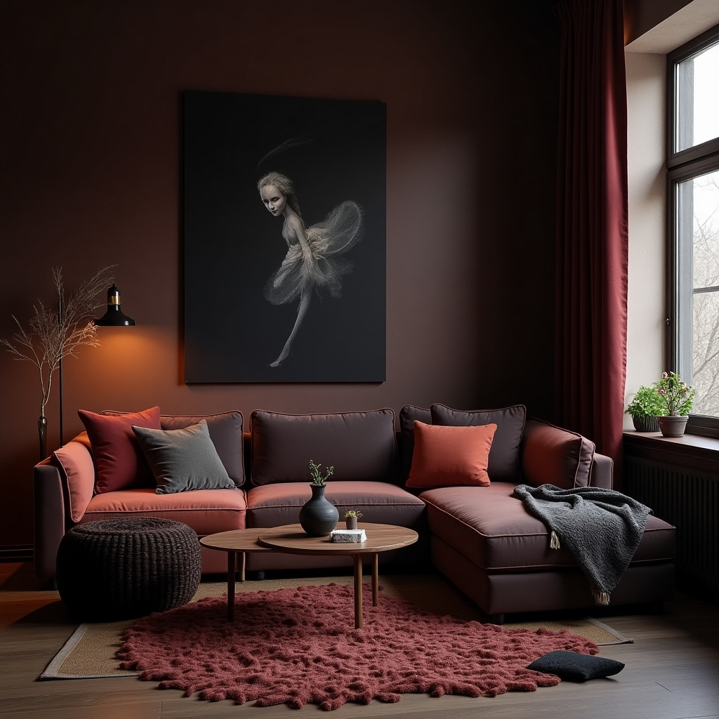 Using AI to generate a cozy living area with dark colors