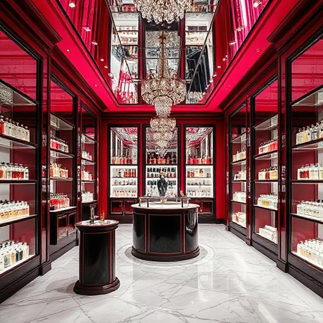 AI generated space of a perfume store 