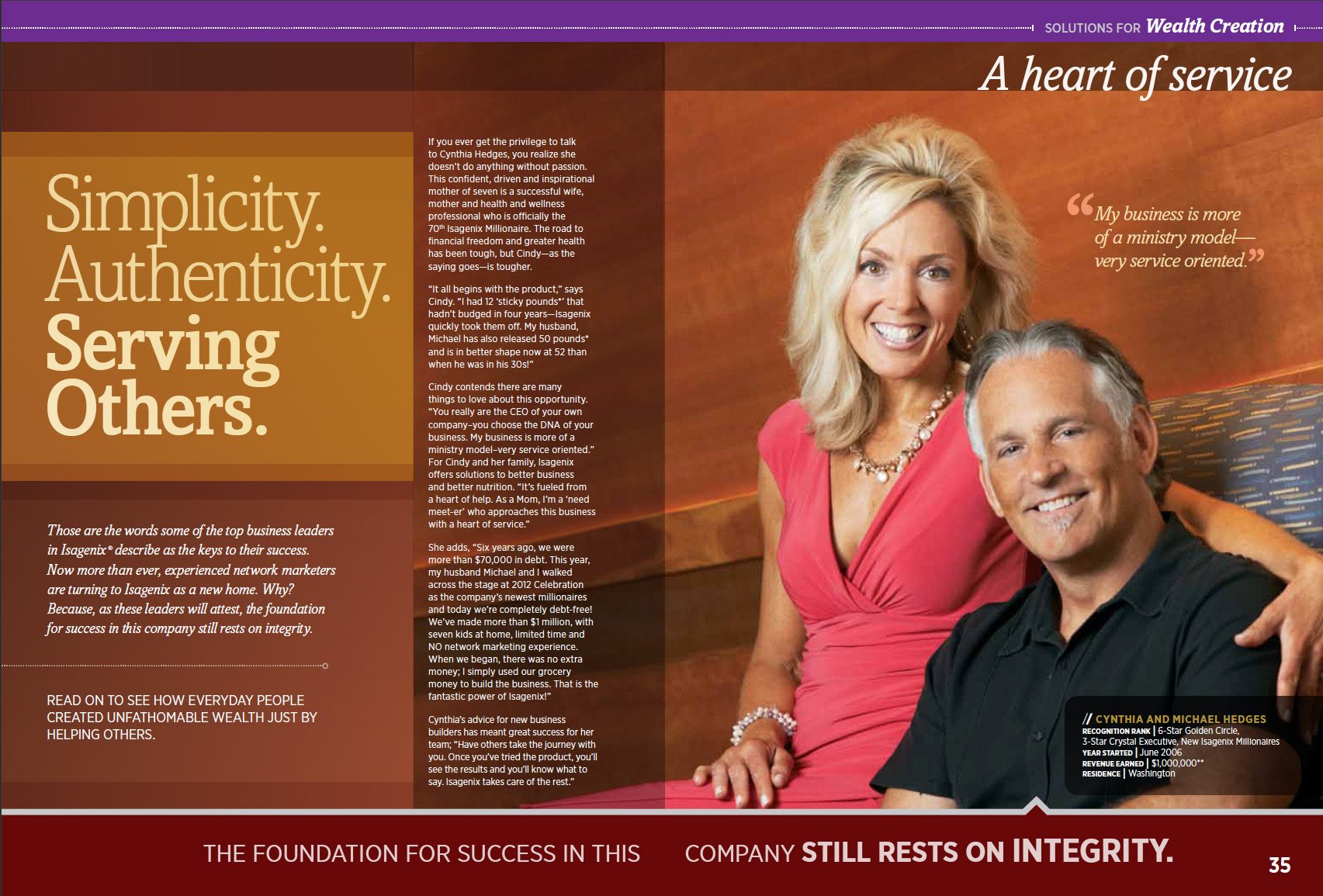 Promotional magazine spread: Opportunity Message