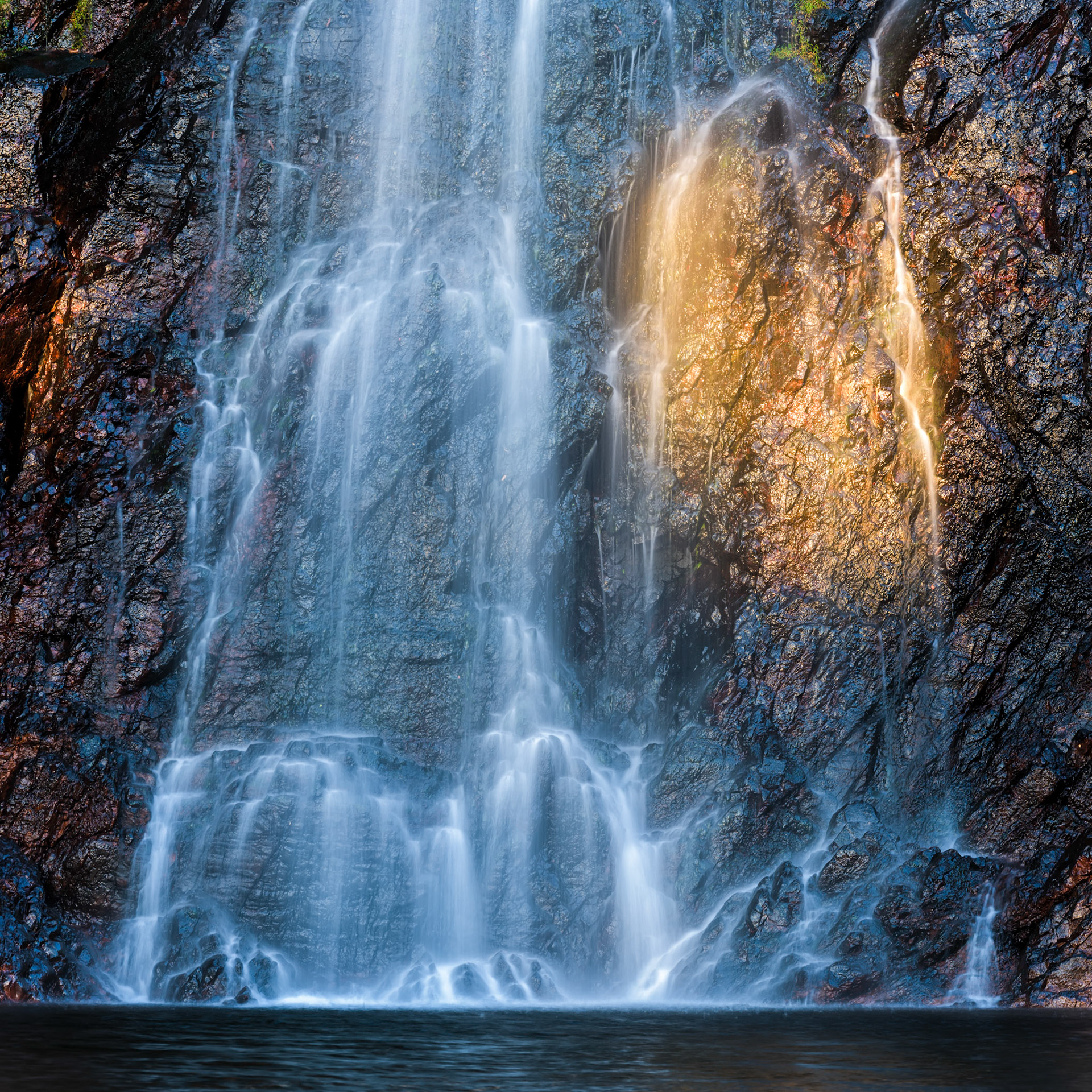 Title: Wangi Falls Up Close #1 / Caption: Mulit-image close up at the base of Wangi Falls in Litchfield National Park, Northern Territory, Australia