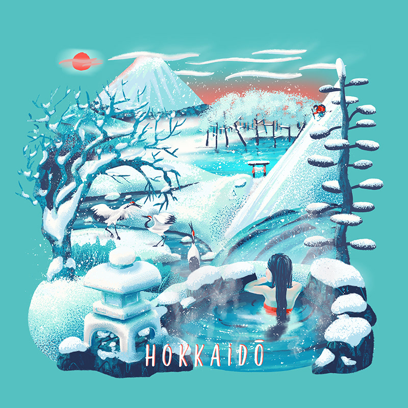 Travel illustration Hokkaidō, Japan