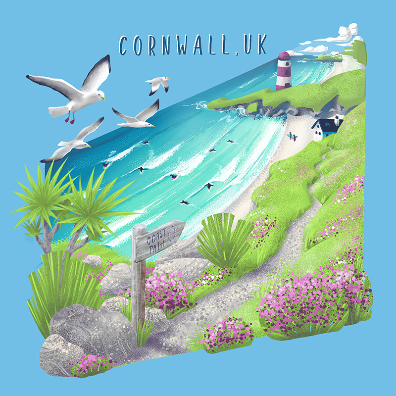 Travel illustration Cornwall, UK