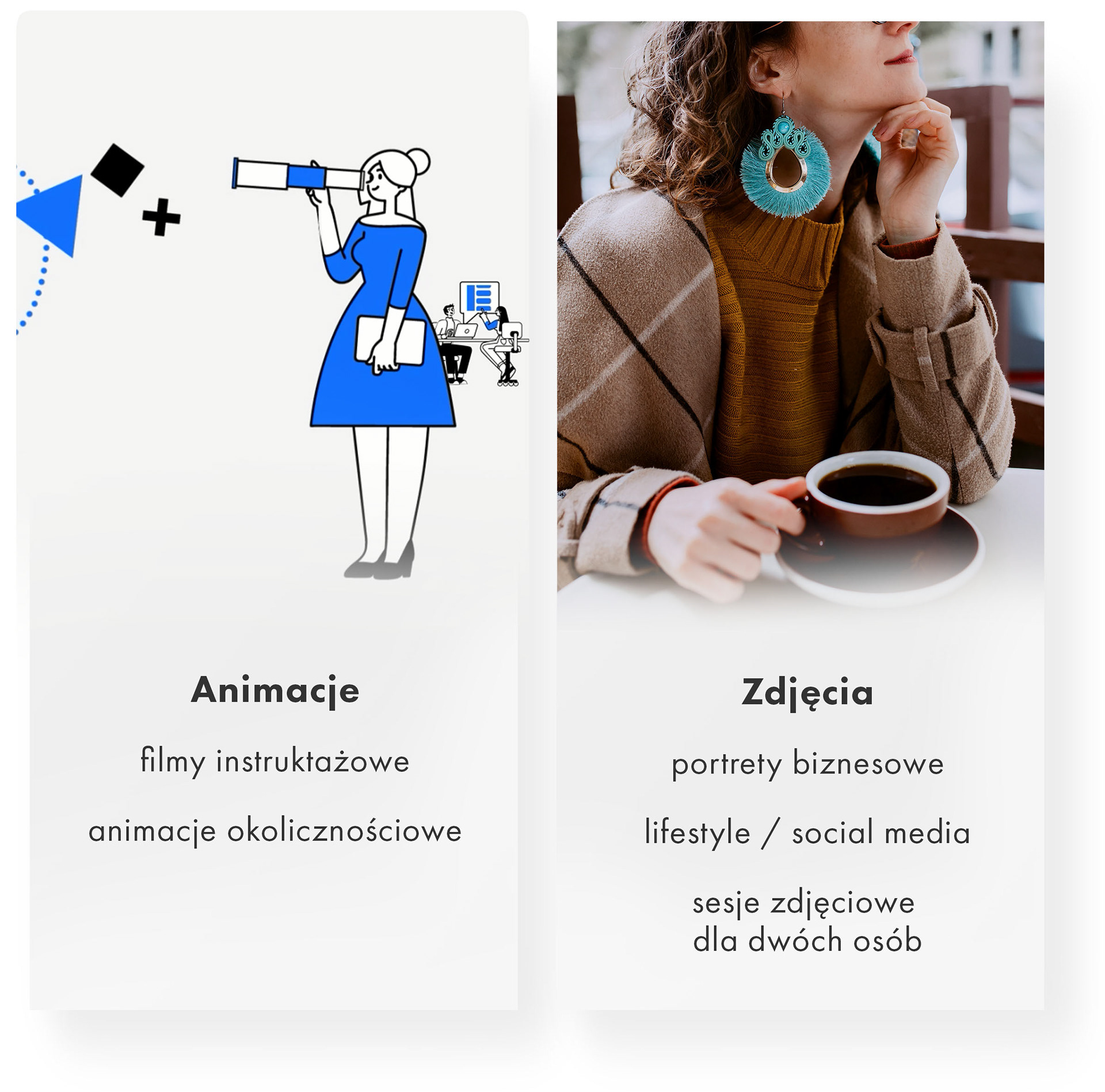 Animacje filmy instruktażowe animacje okolicznościowe Zdjęcia portrety biznesowe sesje lifestyle do mediów społecznościowych sesję zdjęciowe dla dwóch osób