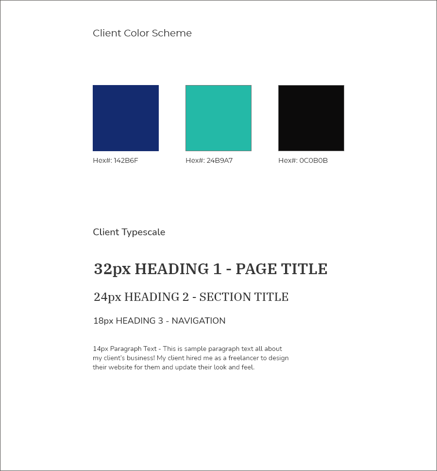Color scheme and typography for sit conmigo design